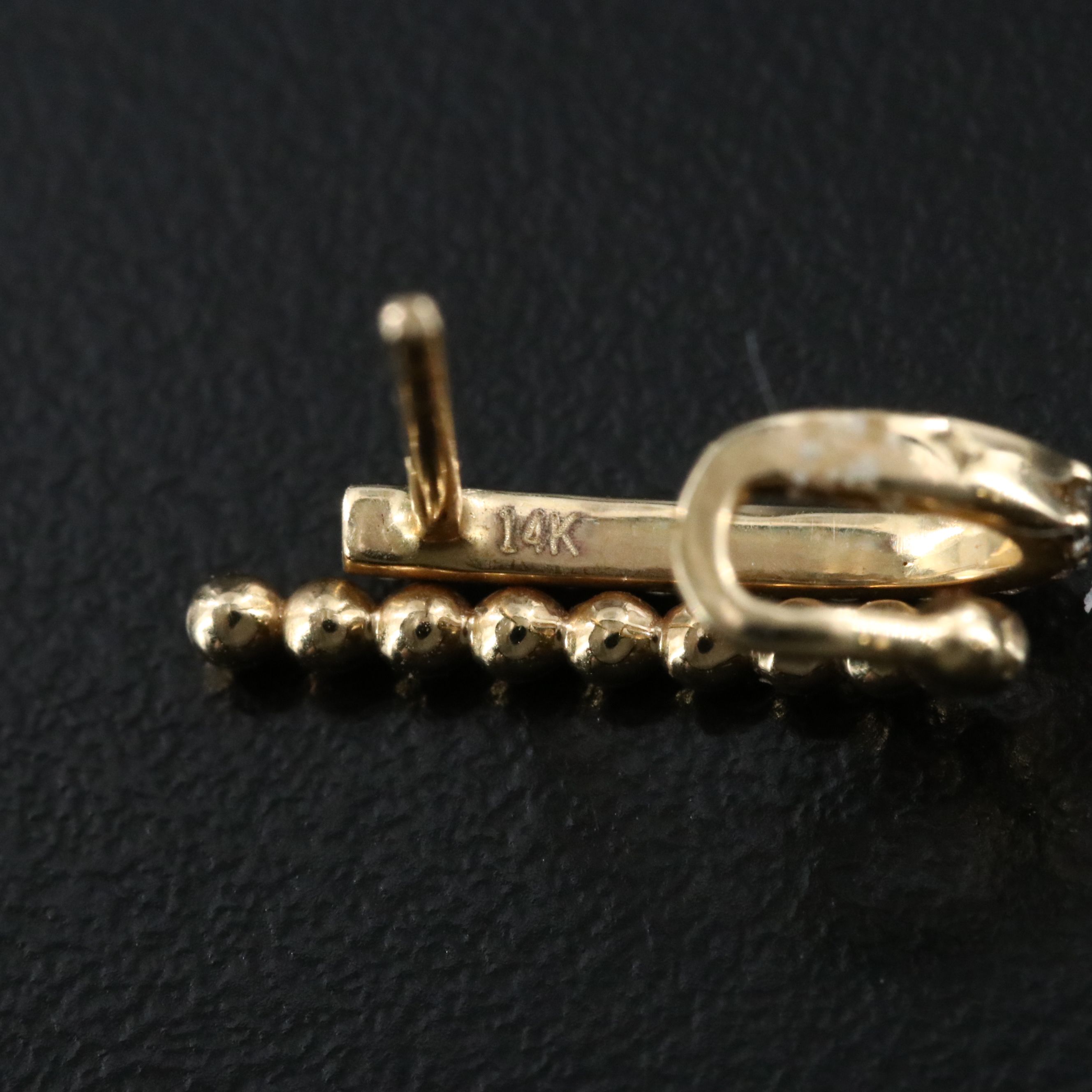 14K 0.25 CTW Diamond Beaded J-Hoop Earrings