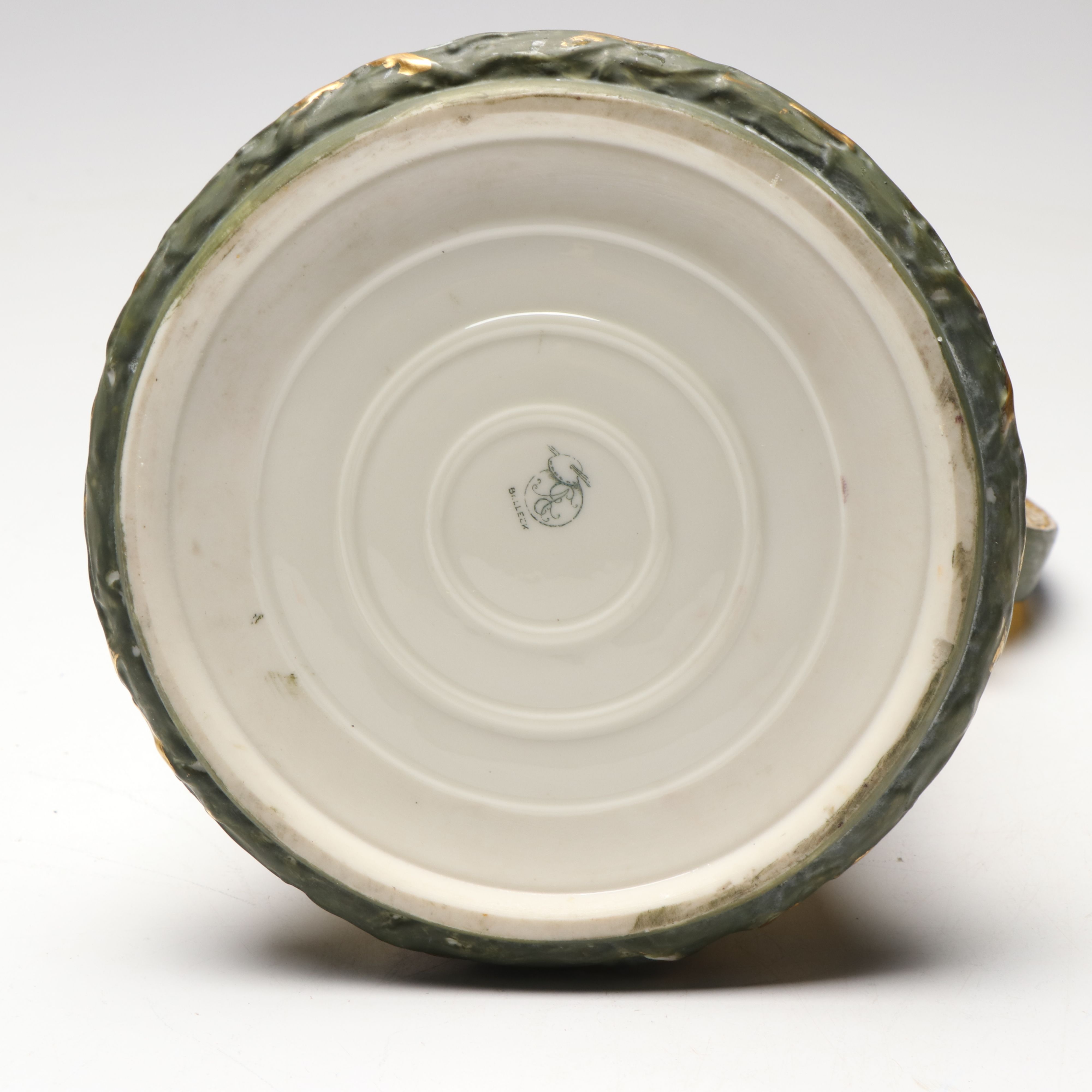 Belleek Ceramic Arts Company Hand-Painted Gilt Porcelain Pitcher, Antique