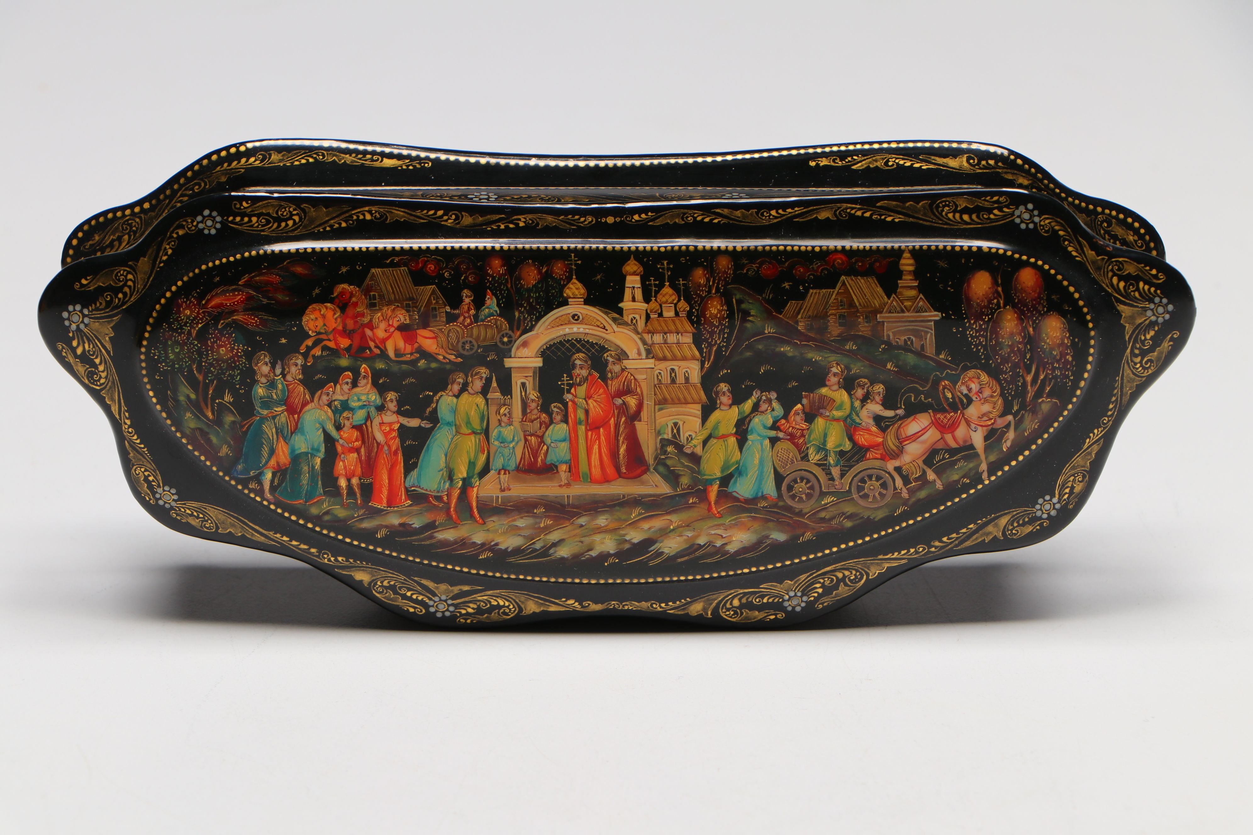 Tianex Russian Porcelain Wall Plates with Russian Lacquerware Box