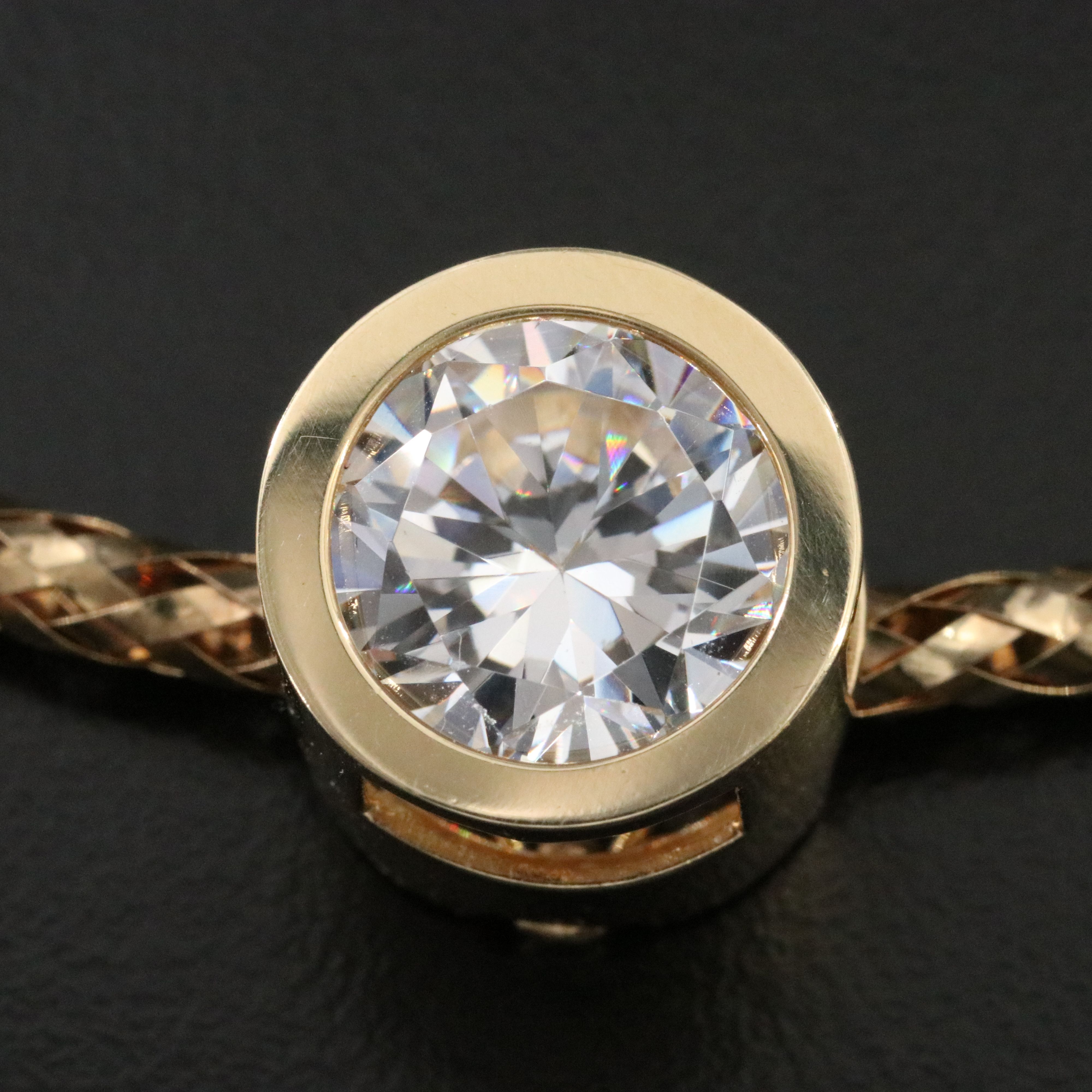 14K CZ Slide Pendant Braided Necklace