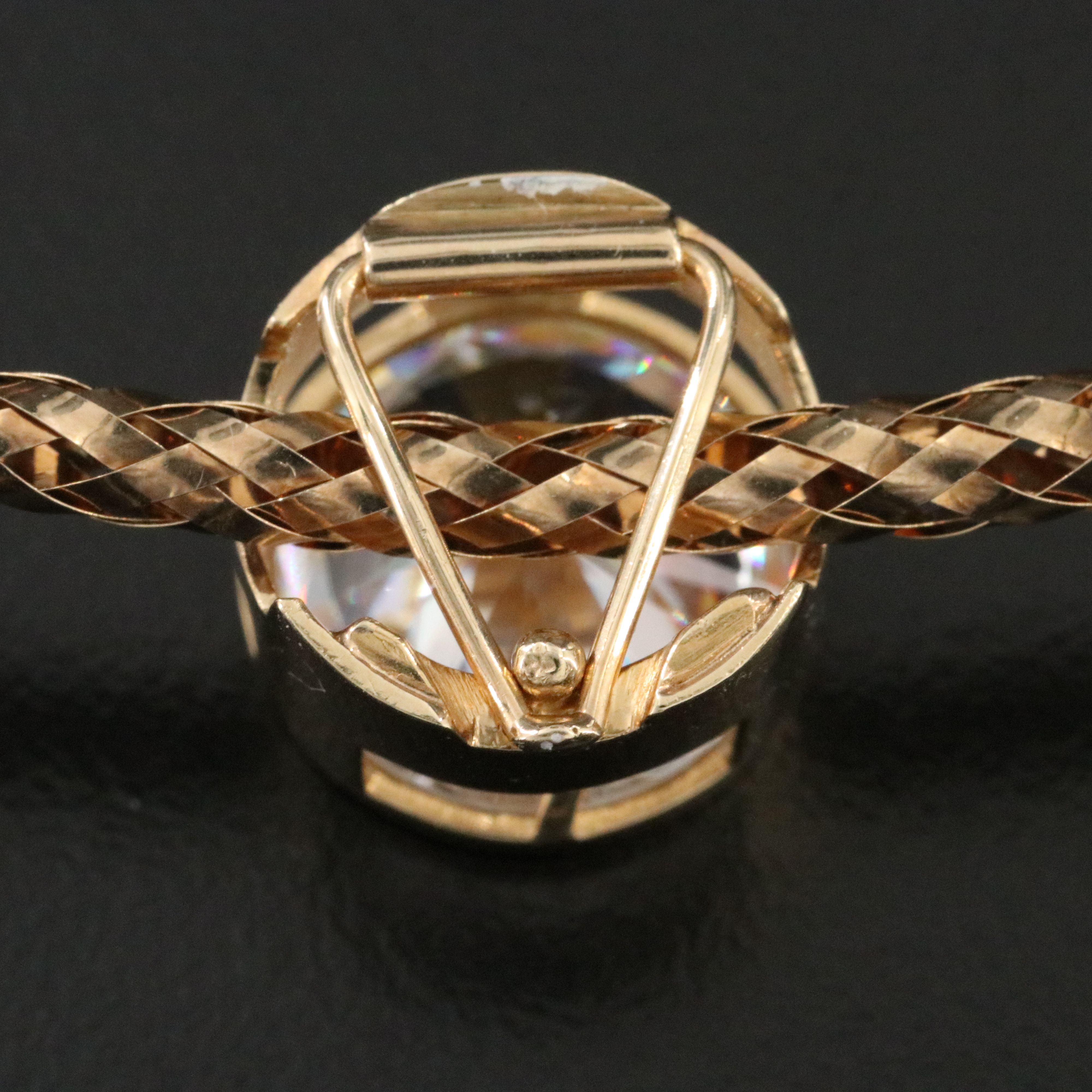 14K CZ Slide Pendant Braided Necklace