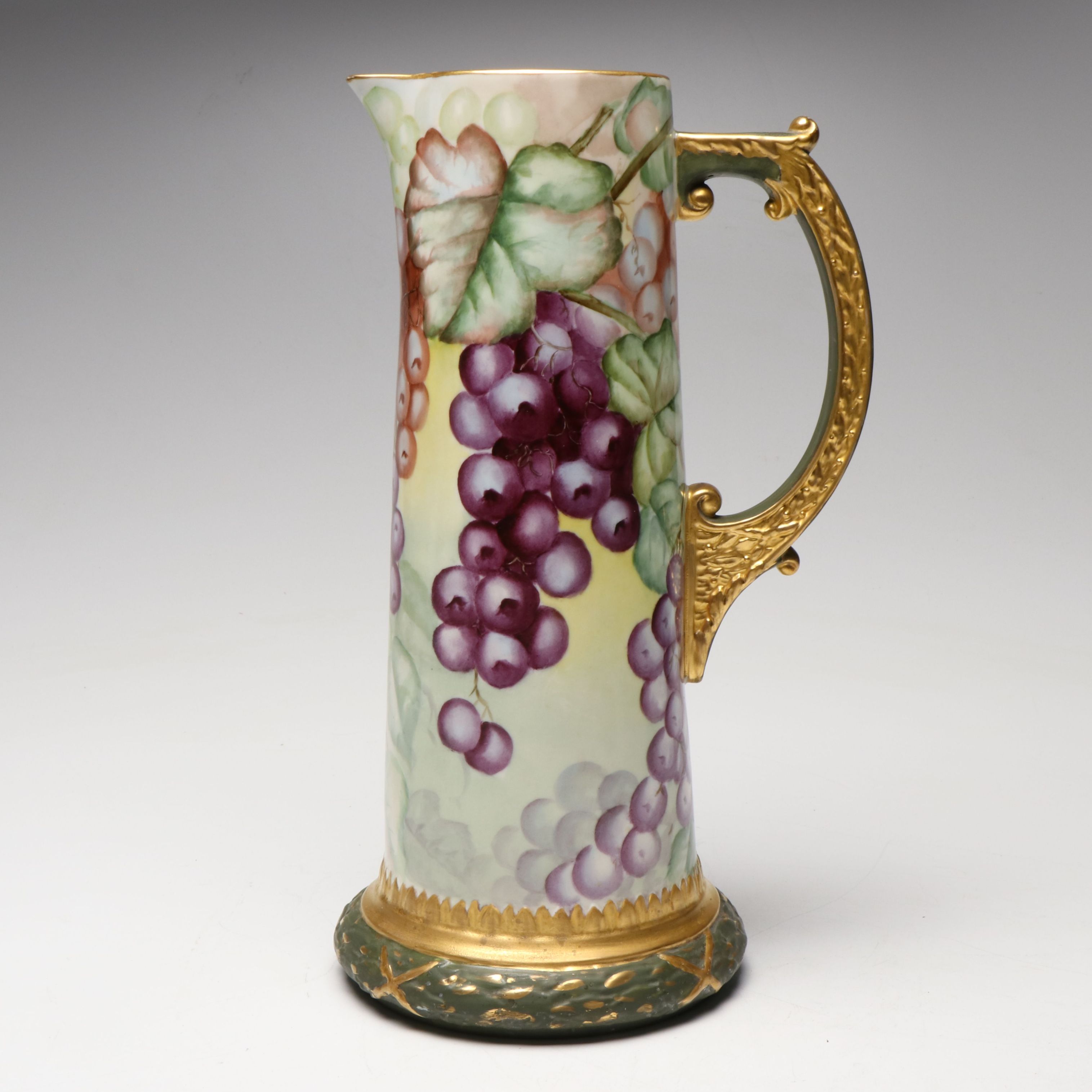 Belleek Ceramic Arts Company Hand-Painted Gilt Porcelain Pitcher, Antique