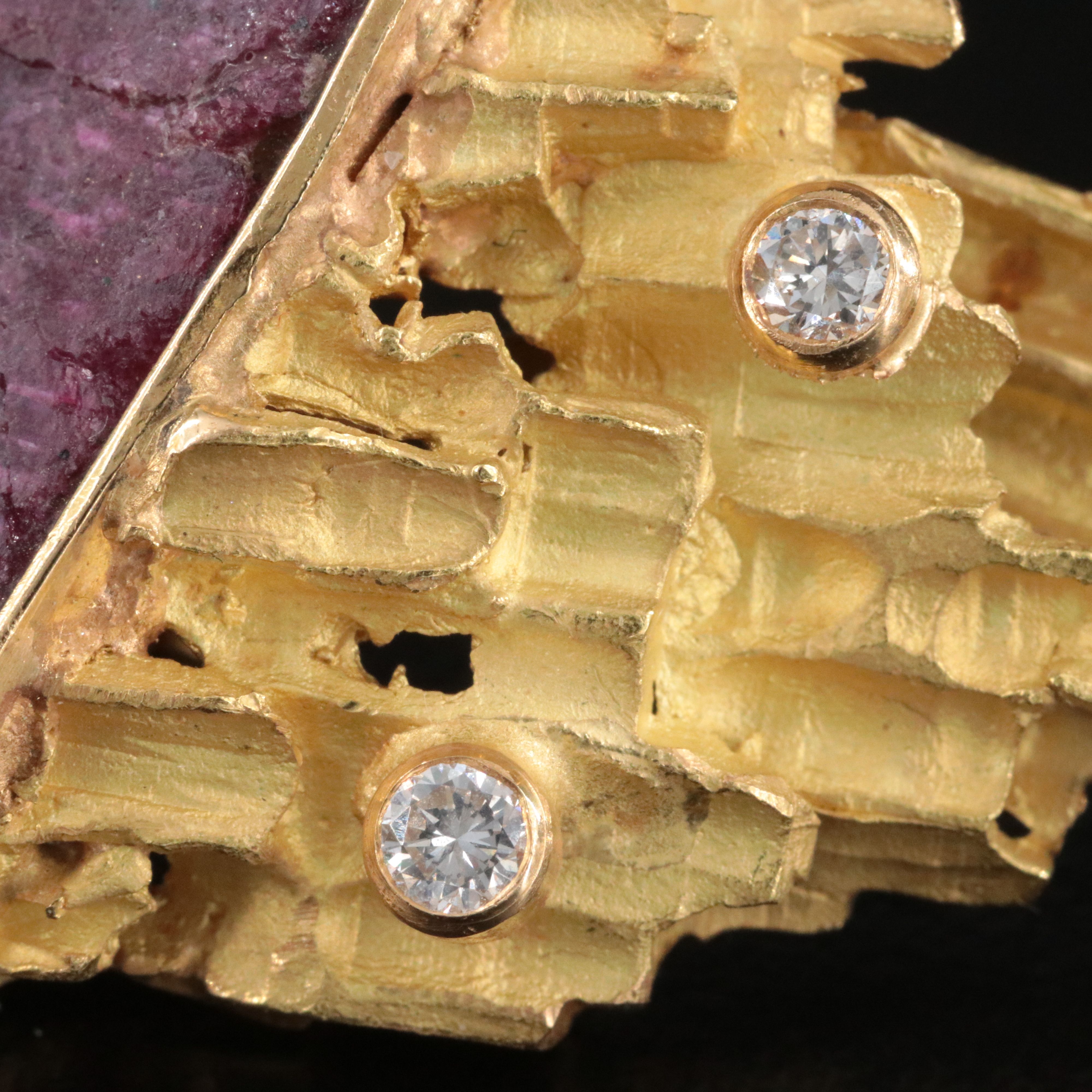 Vintage 18K Ruby and Diamond Earrings Attributed to Jean Vendome, 1970's