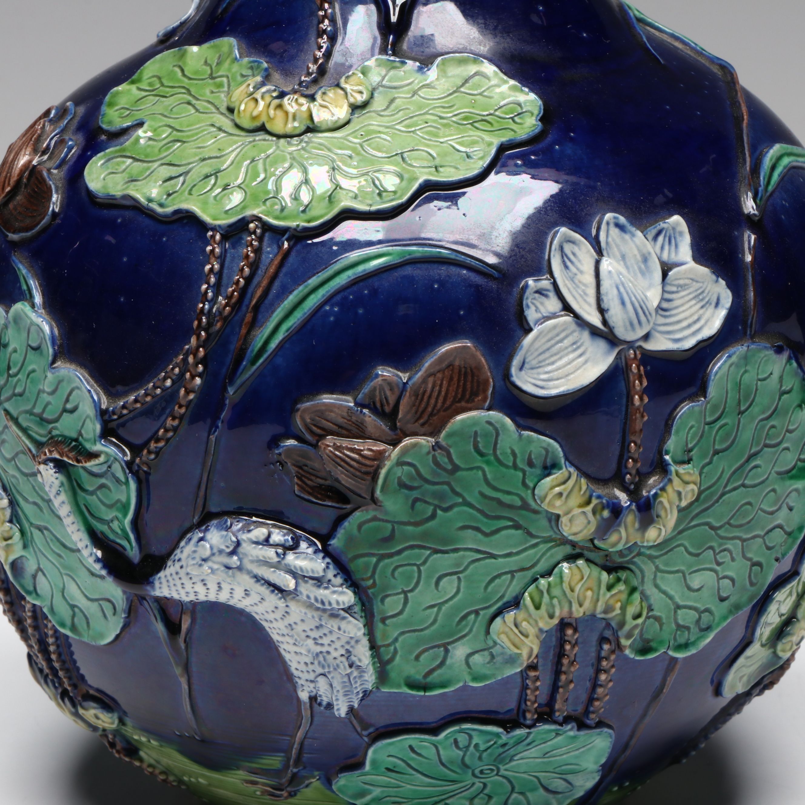 Chinese Fahua Style Ceramic Relief Vase