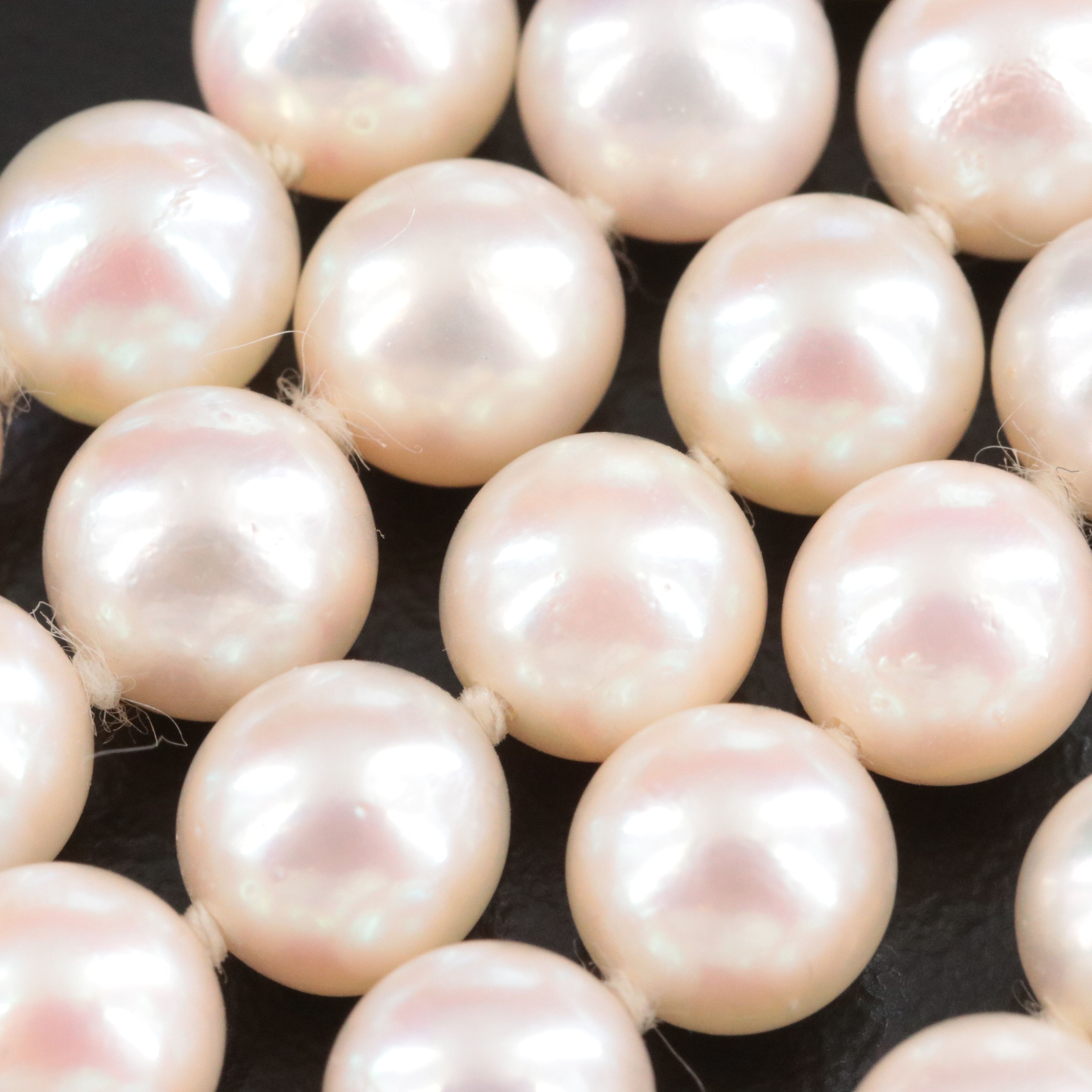 Opera Length Pearl Necklace with a 14K Pearl and Sapphire Accented Clasp