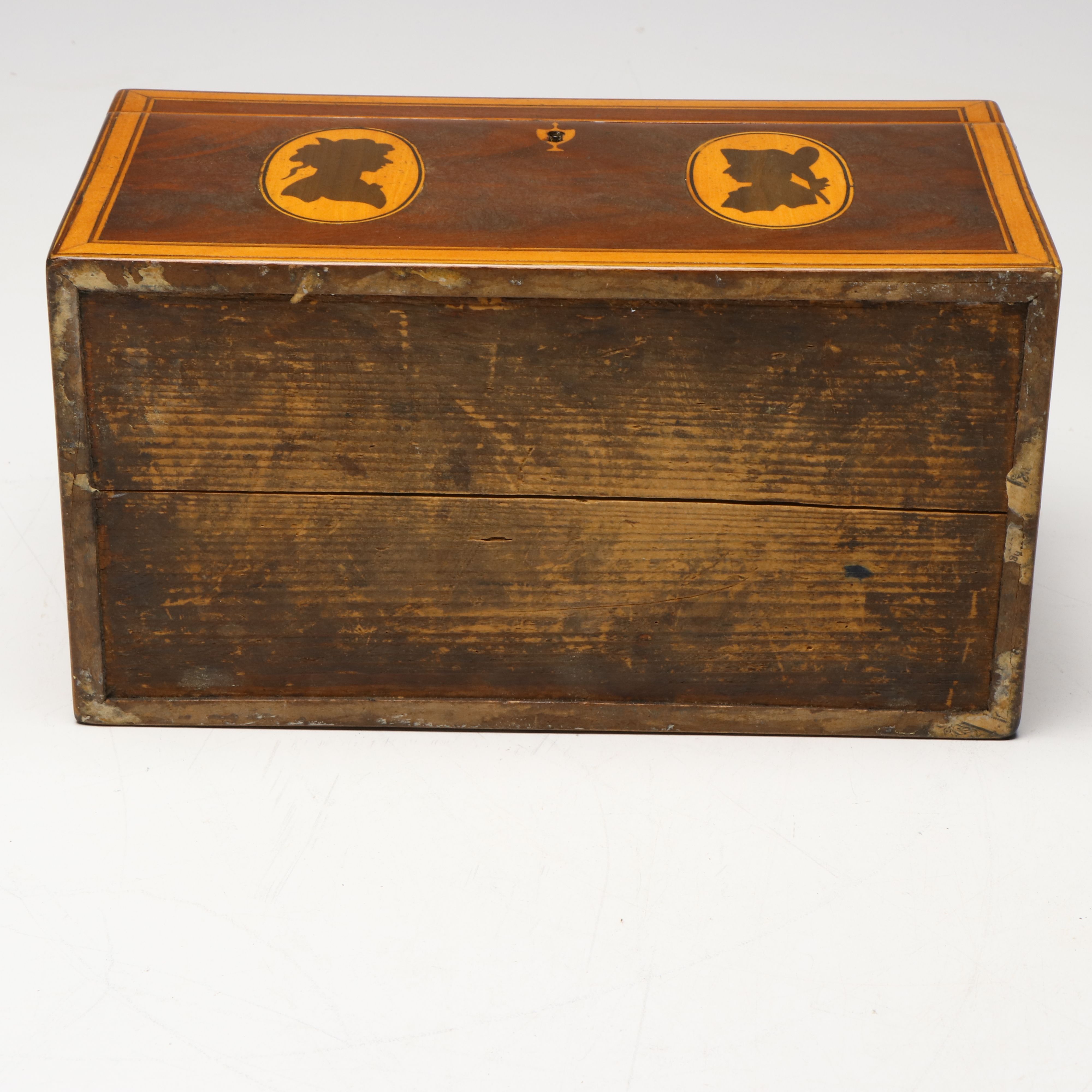 Georgian Silhouette Inlay Hinged Mahogany Box, Late 18th/Early 19th C.