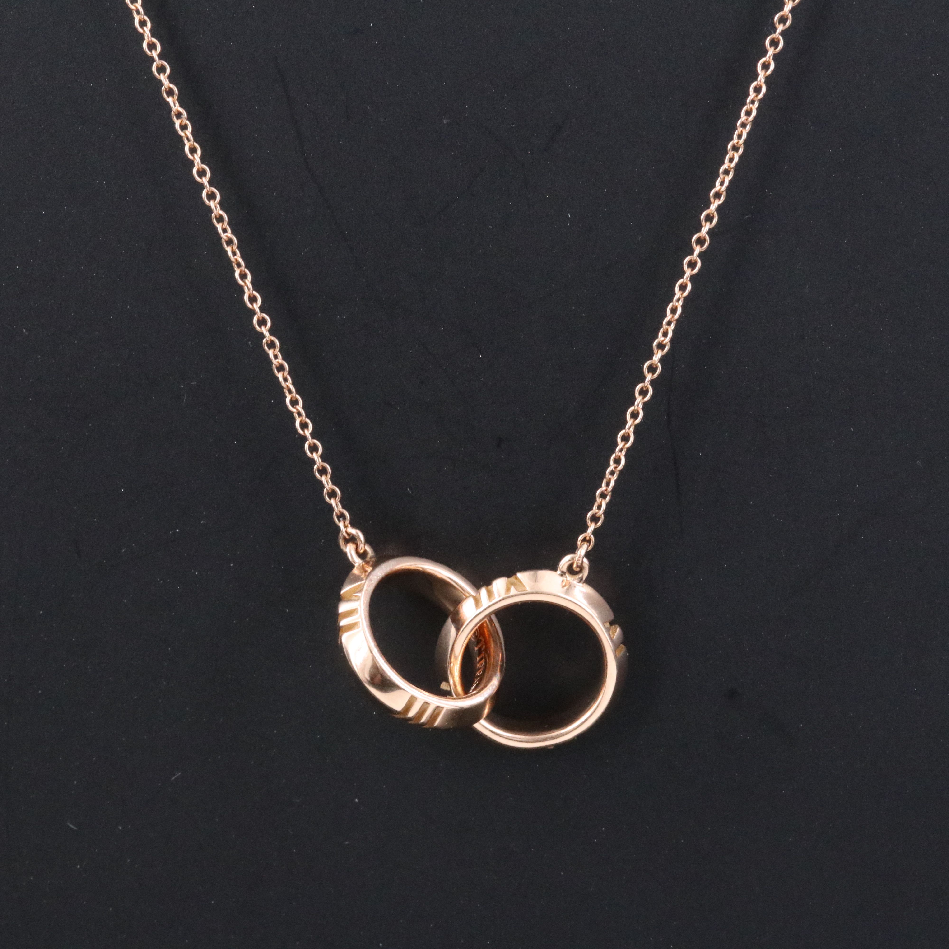 Tiffany & Co. Atlas 18K Rose Gold Interlocking Ring Necklace