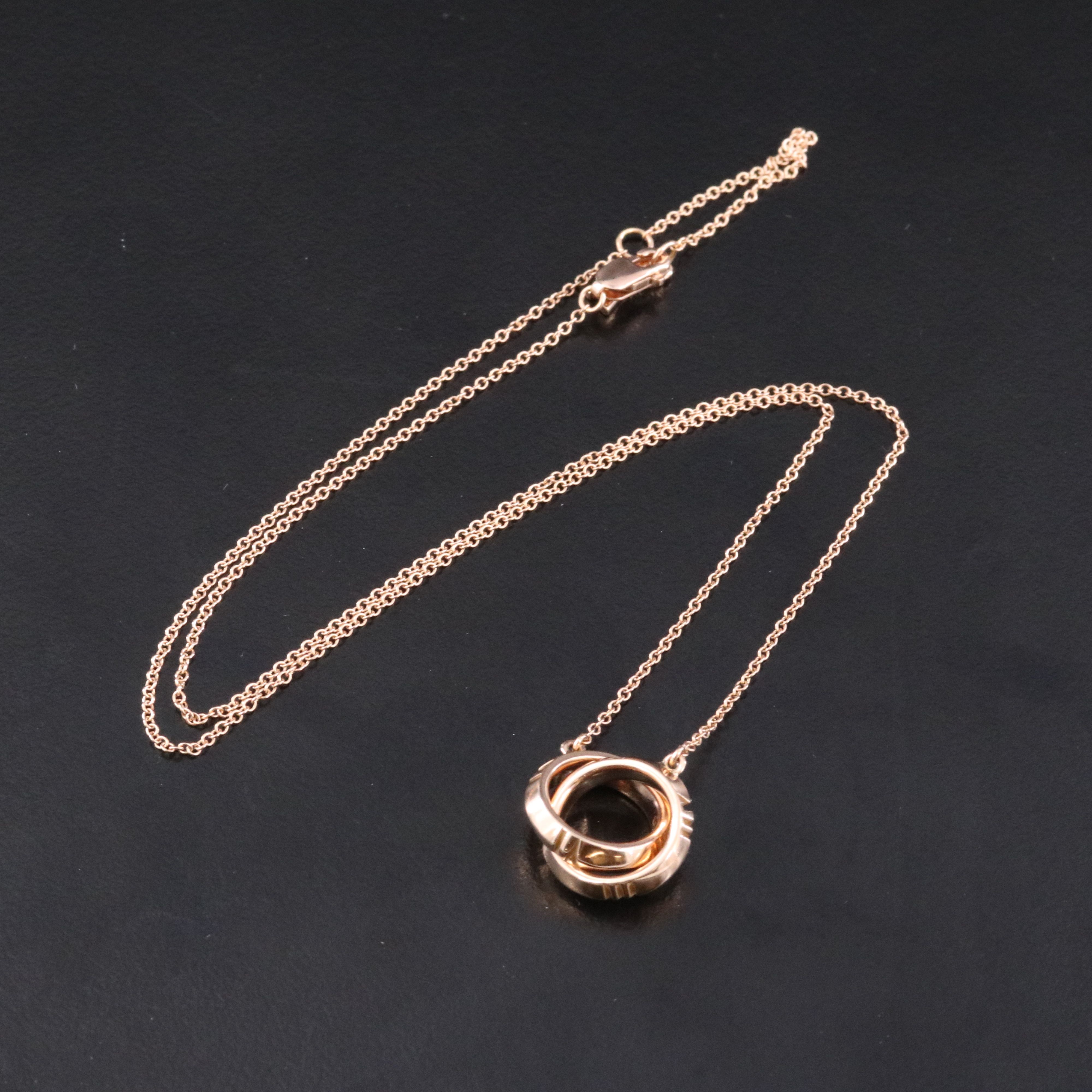 Tiffany & Co. Atlas 18K Rose Gold Interlocking Ring Necklace