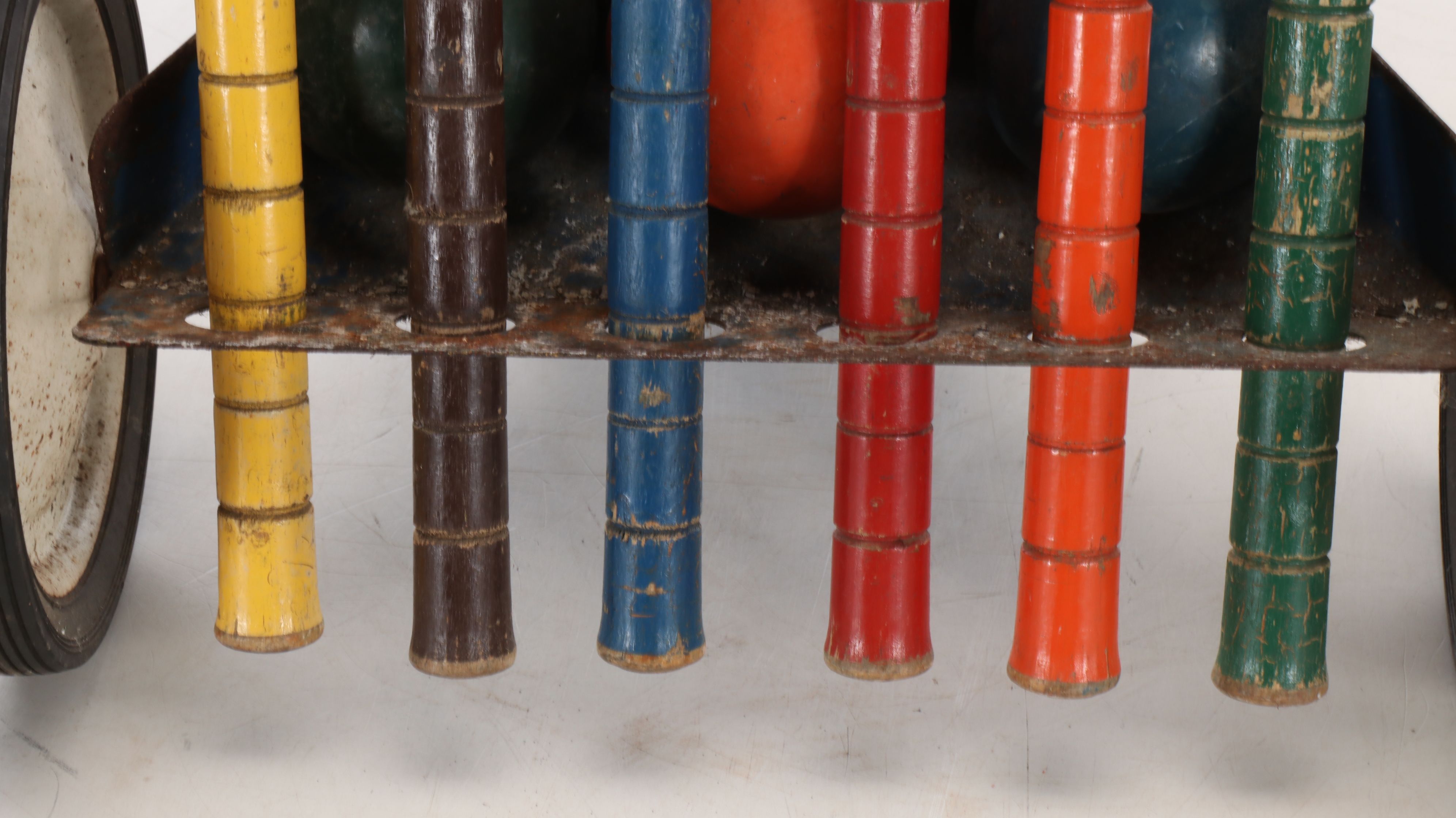 Garton Rollway Croquet with Wheeled Wooden Cart, Mid-20th Century