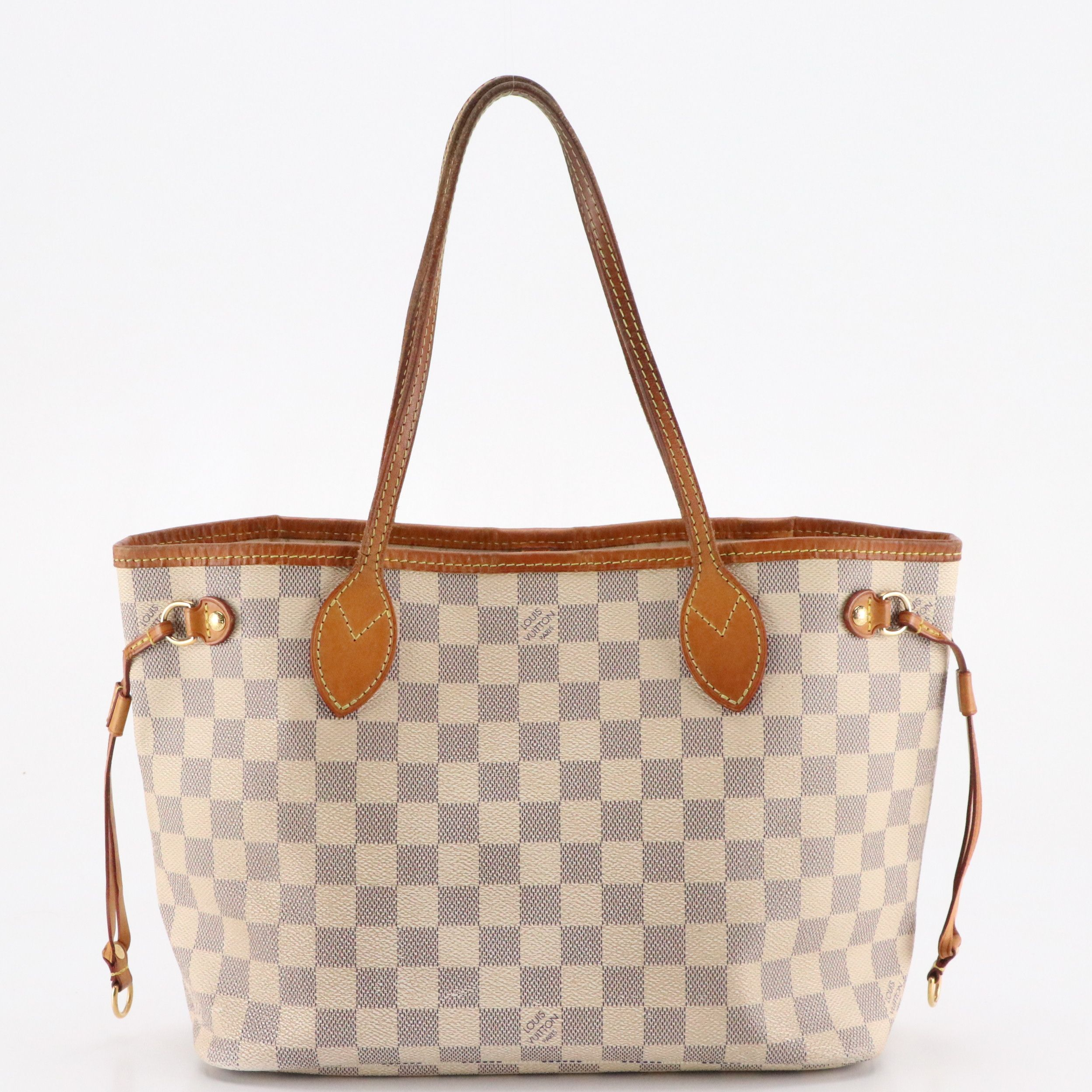 Louis Vuitton Neverfull PM Tote Bag in Damier Azur Canvas and Leather