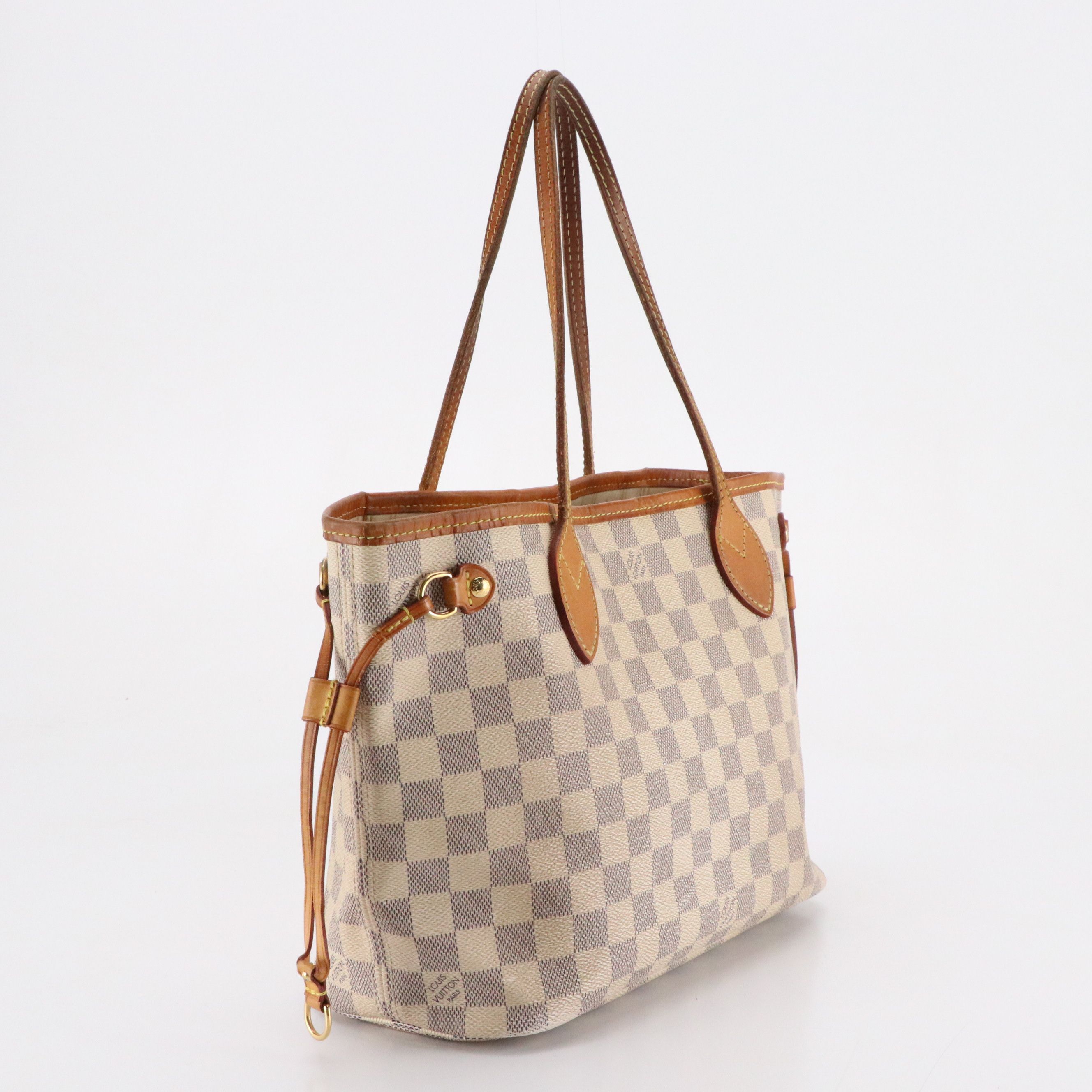 Louis Vuitton Neverfull PM Tote Bag in Damier Azur Canvas and Leather