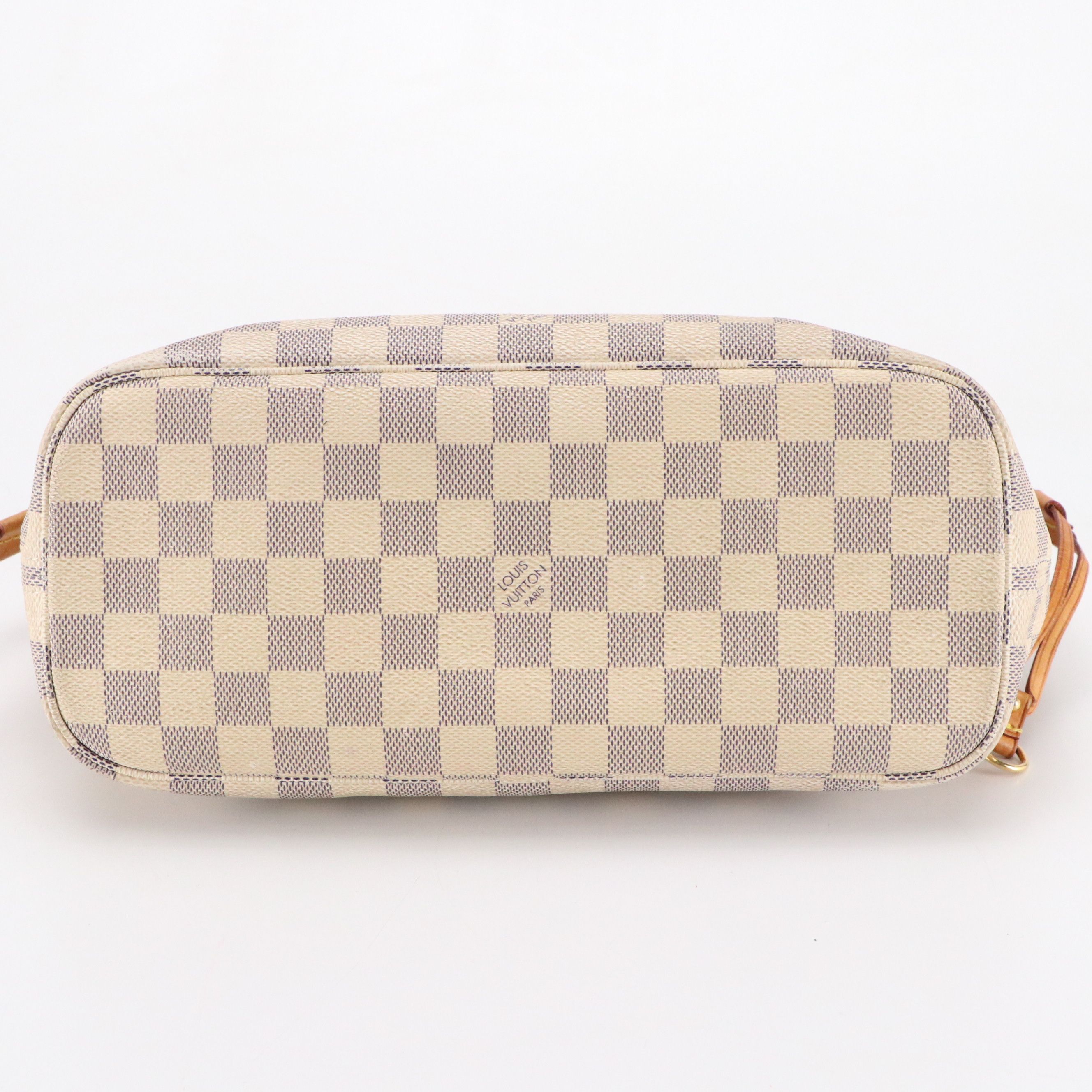 Louis Vuitton Neverfull PM Tote Bag in Damier Azur Canvas and Leather