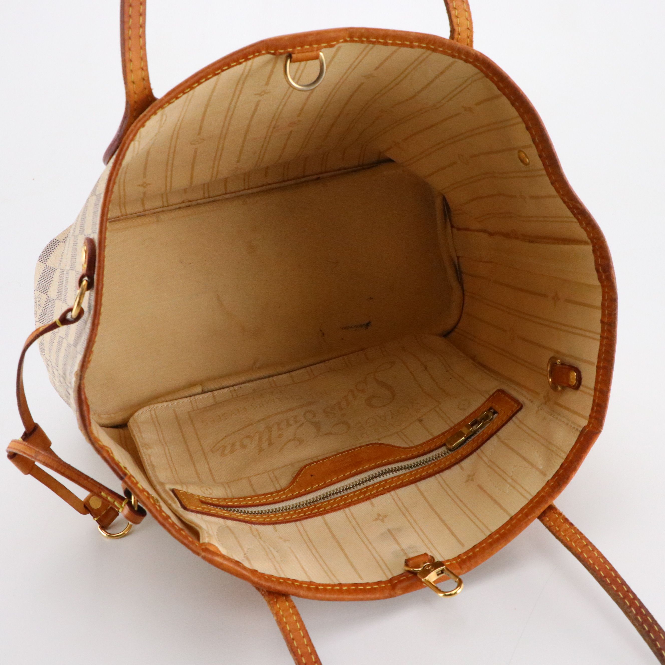 Louis Vuitton Neverfull PM Tote Bag in Damier Azur Canvas and Leather