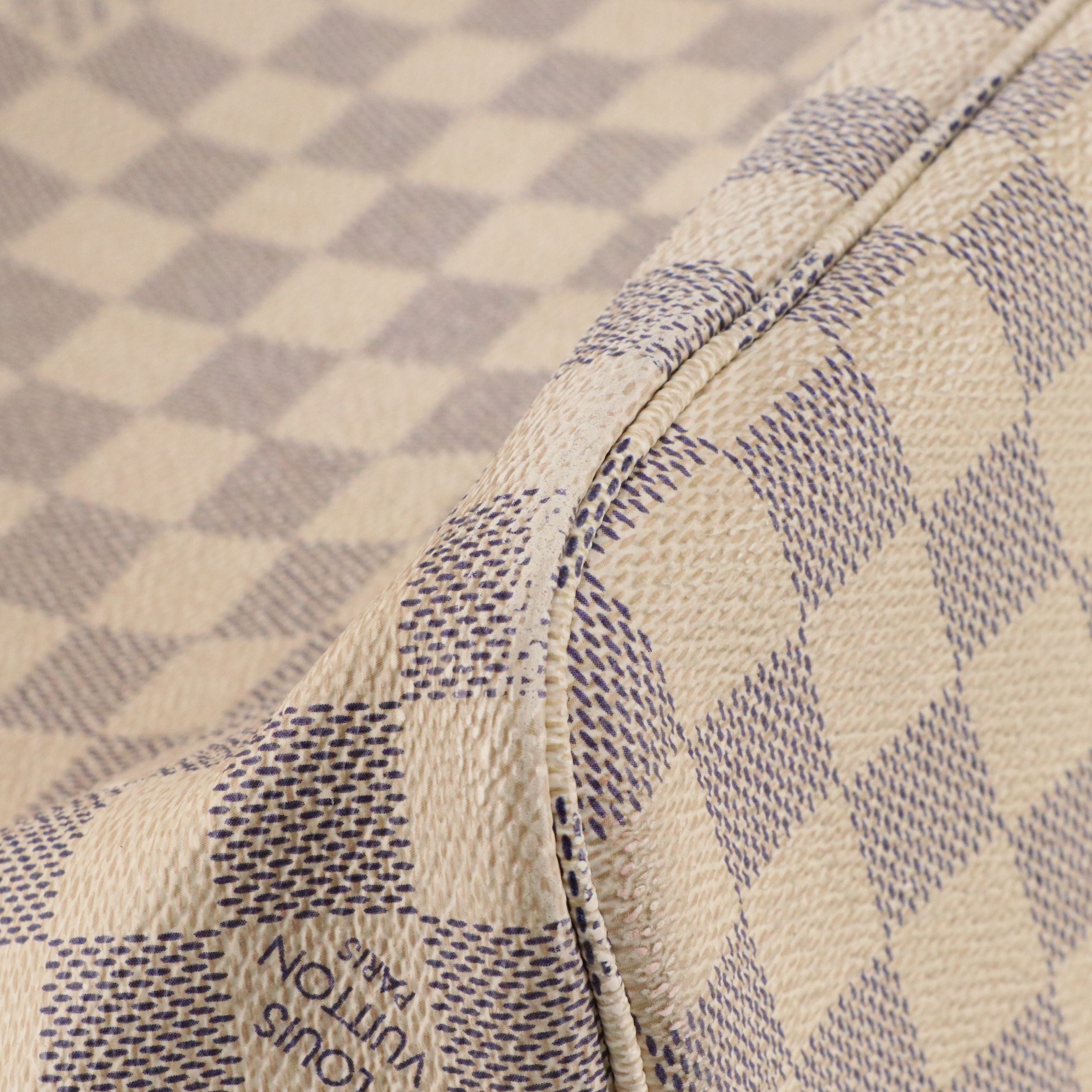 Louis Vuitton Neverfull PM Tote Bag in Damier Azur Canvas and Leather