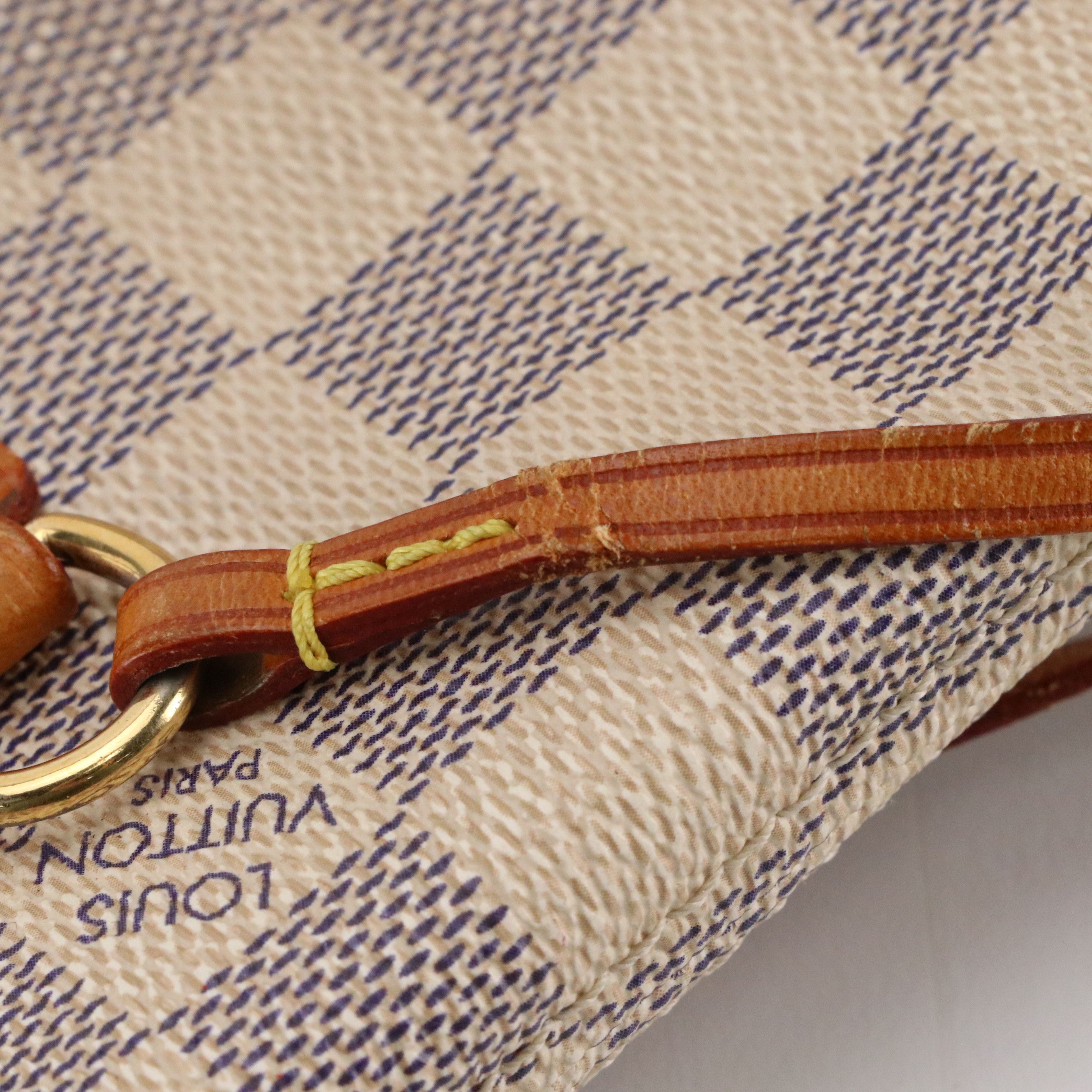 Louis Vuitton Neverfull PM Tote Bag in Damier Azur Canvas and Leather