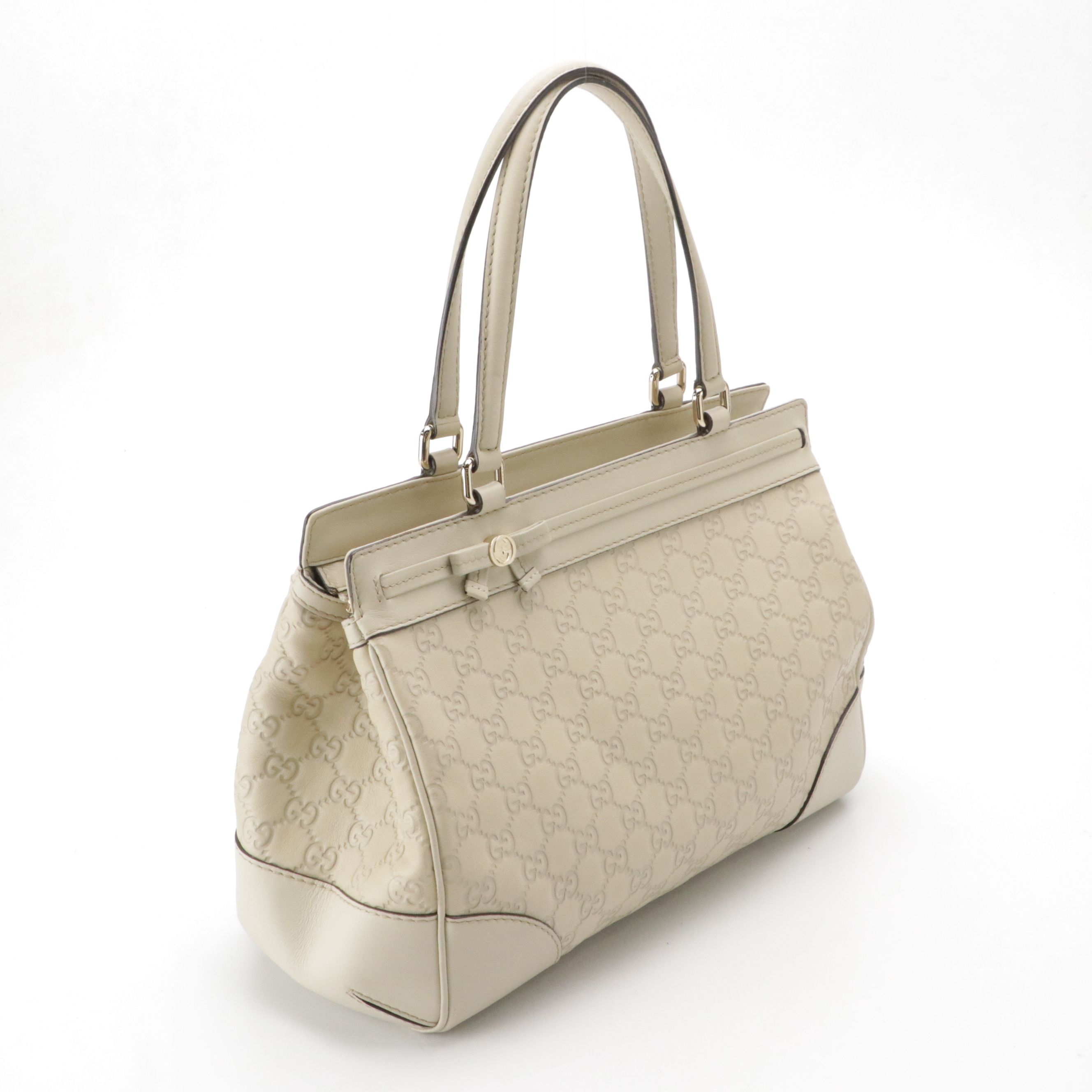 Gucci Mayfair Medium Tote Bag in Neutral Guccissima Leather