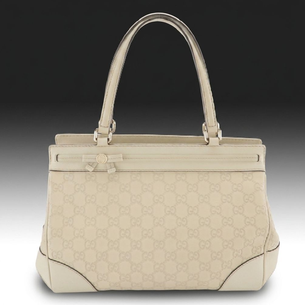 Gucci Mayfair Medium Tote Bag in Neutral Guccissima Leather