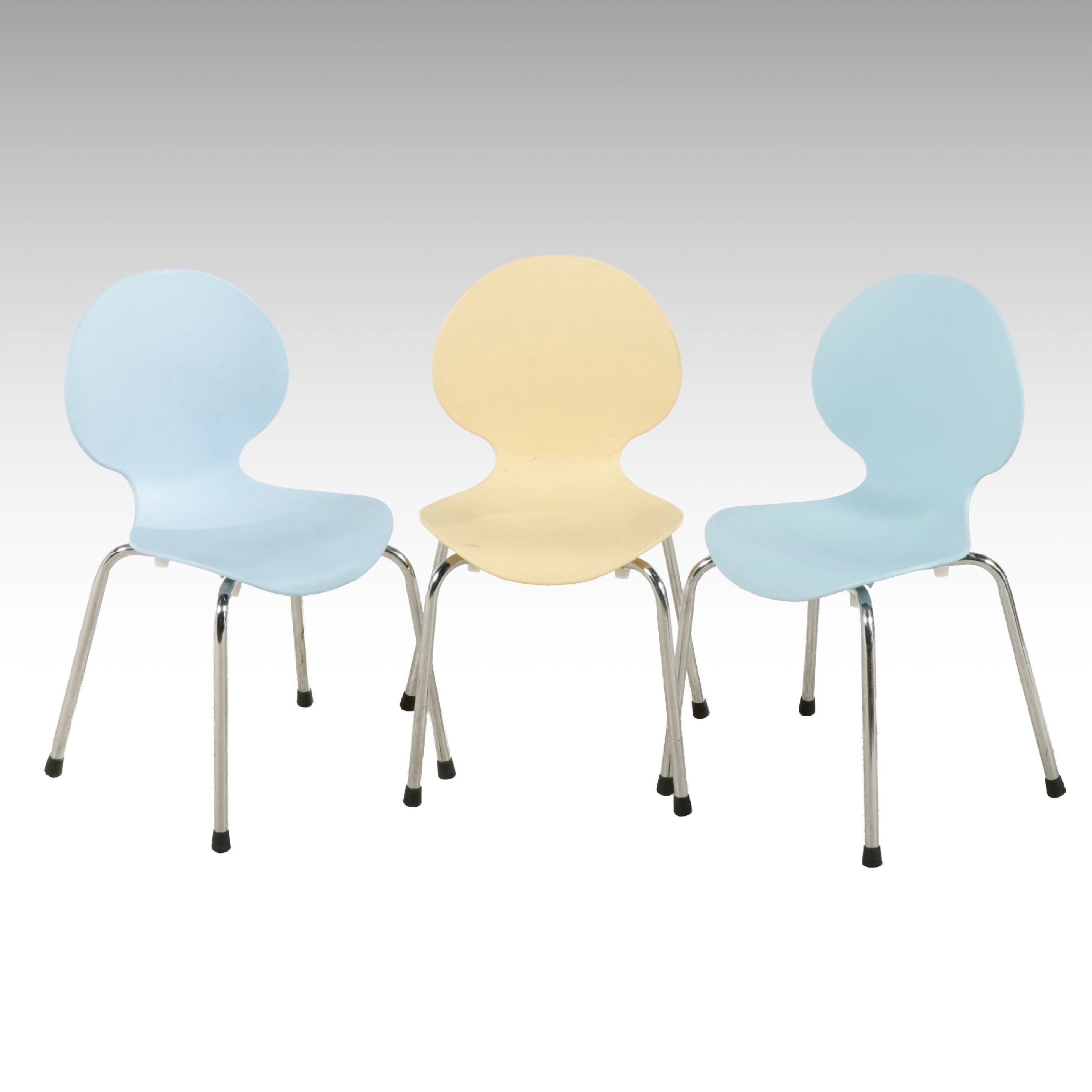 Set of Three Galvano Tecnica Stacking Children's Chairs