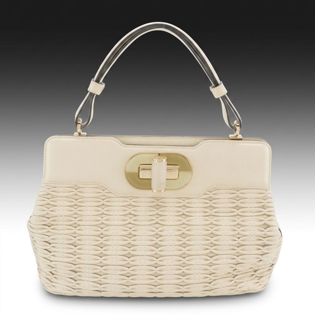 BVLGARI Isabella Rossellini Turnlock Bag in Neutral Matelassé Leather