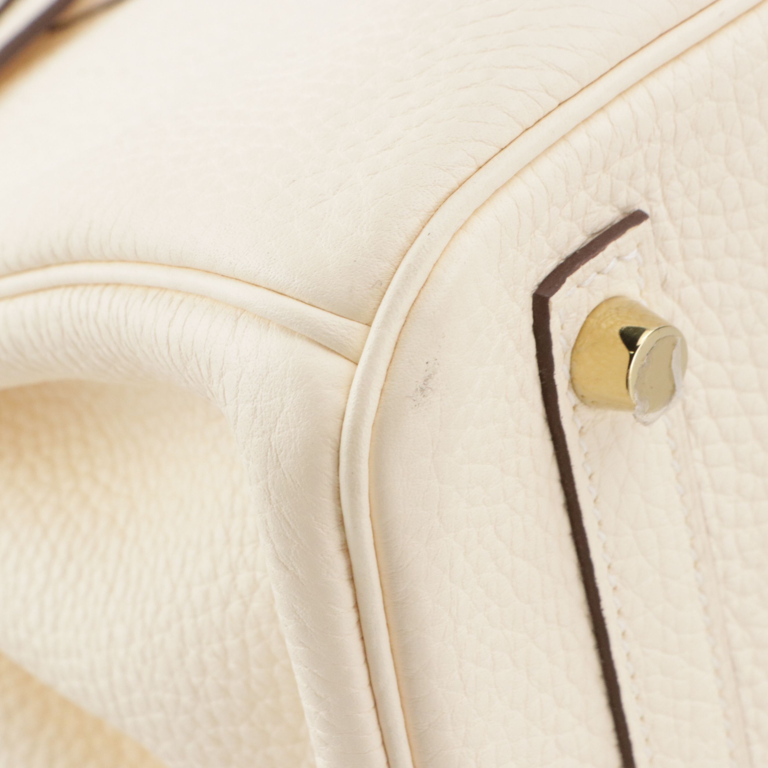 Hermès Birkin 30 Satchel in Ivory Clemence Leather with "Les Cles a Pois" Twilly