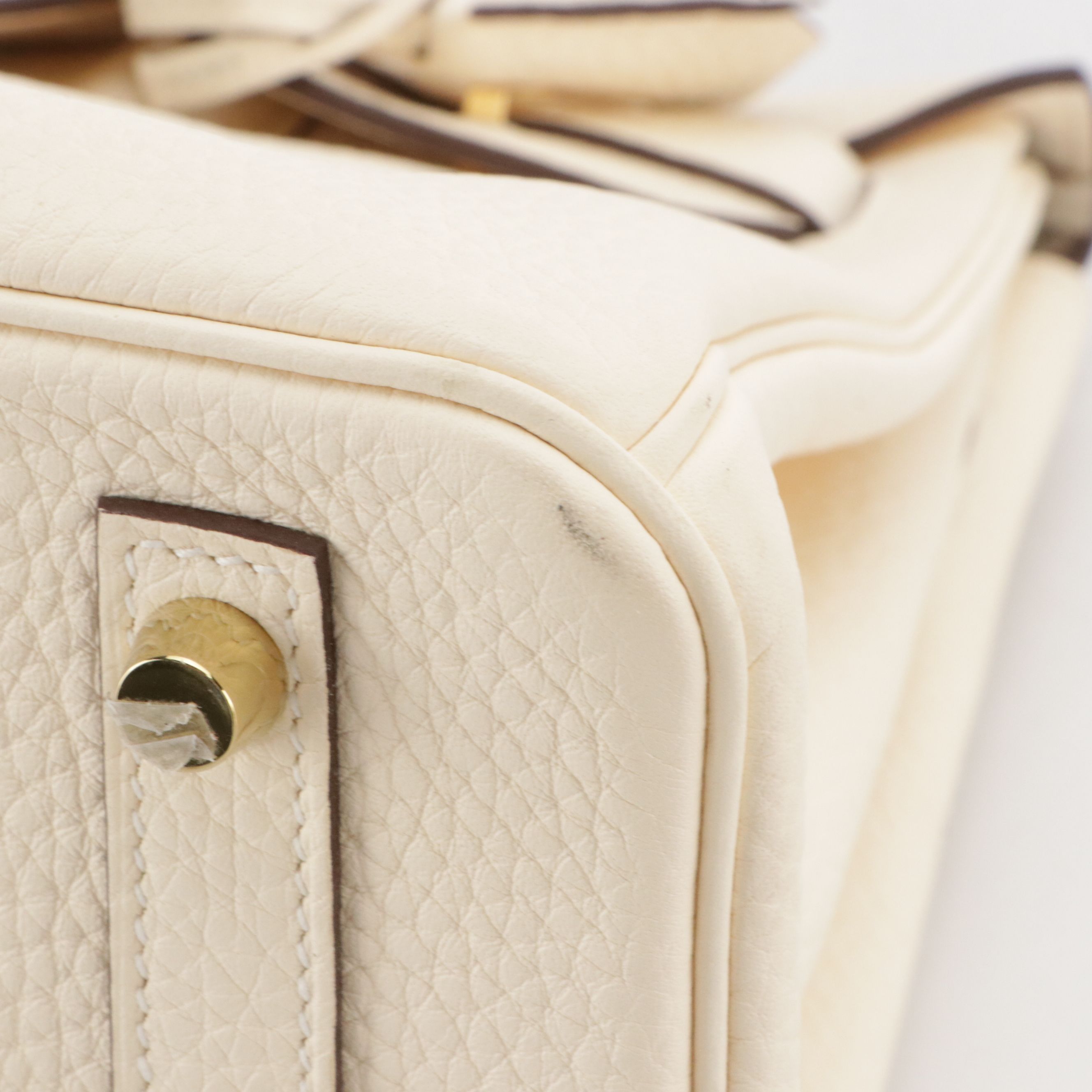 Hermès Birkin 30 Satchel in Ivory Clemence Leather with "Les Cles a Pois" Twilly