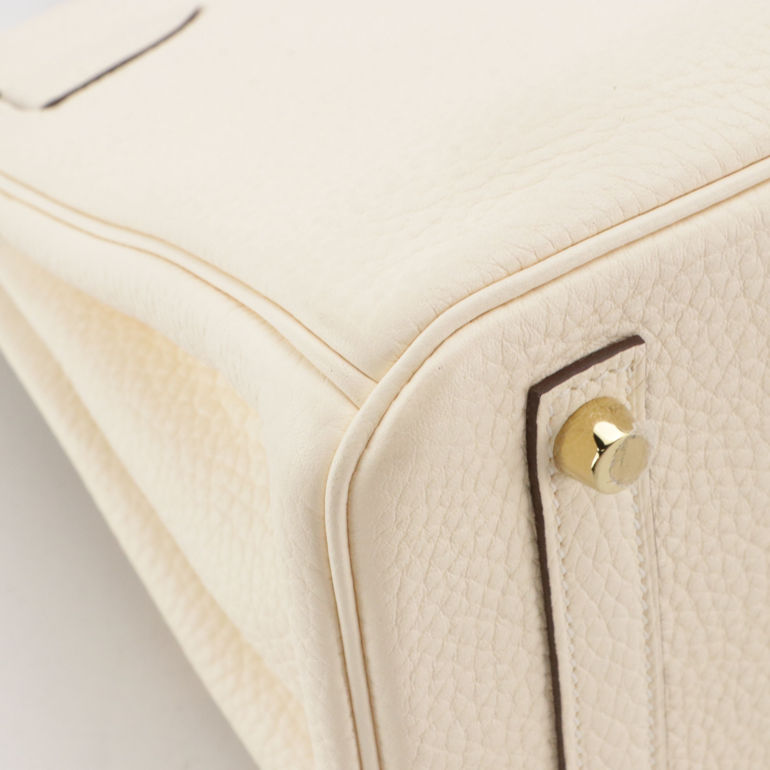 Hermès Birkin 30 Satchel in Ivory Clemence Leather with "Les Cles a Pois" Twilly