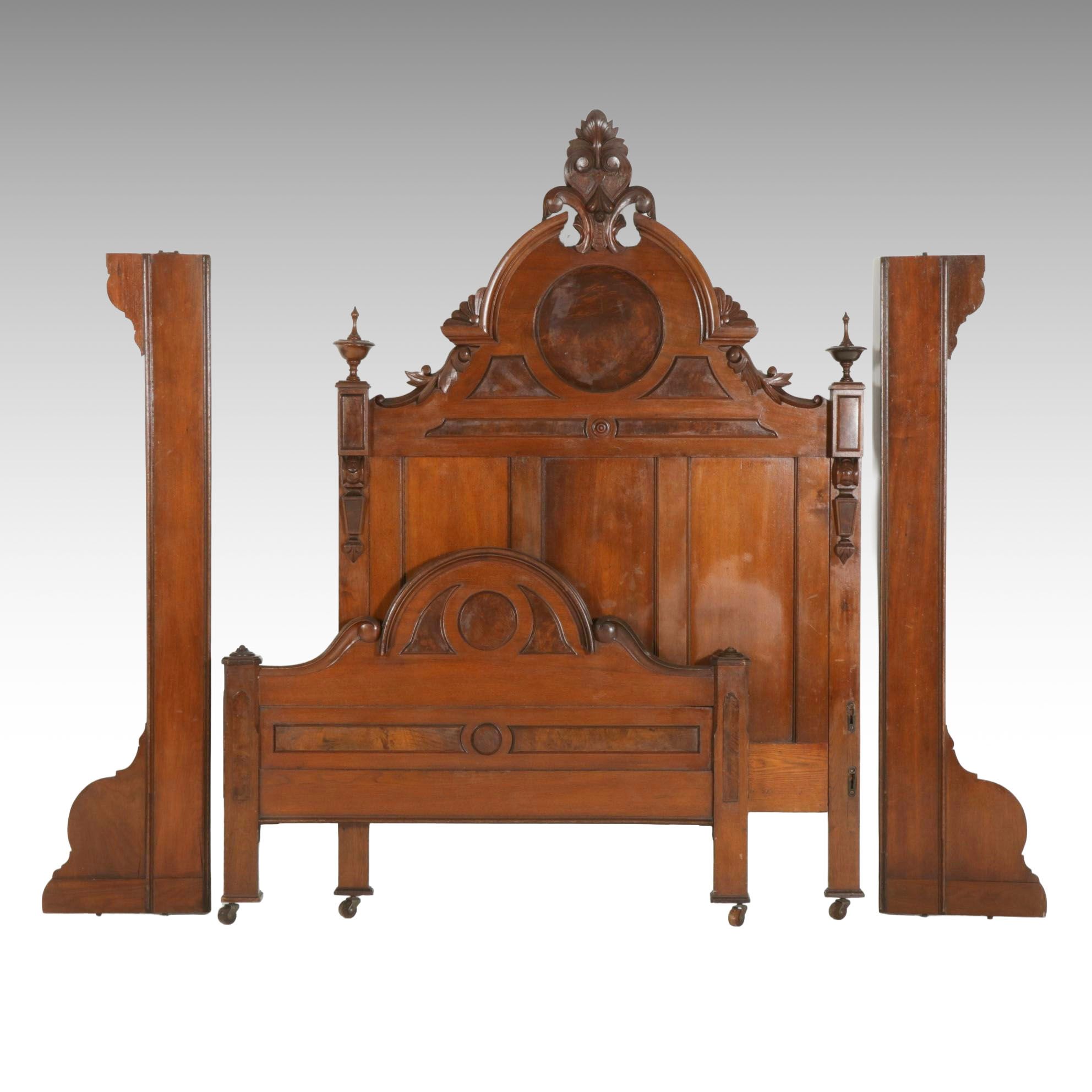 Victorian Carved Mahogany Full Size Bed Frame, Late 19th to Early 20th Century