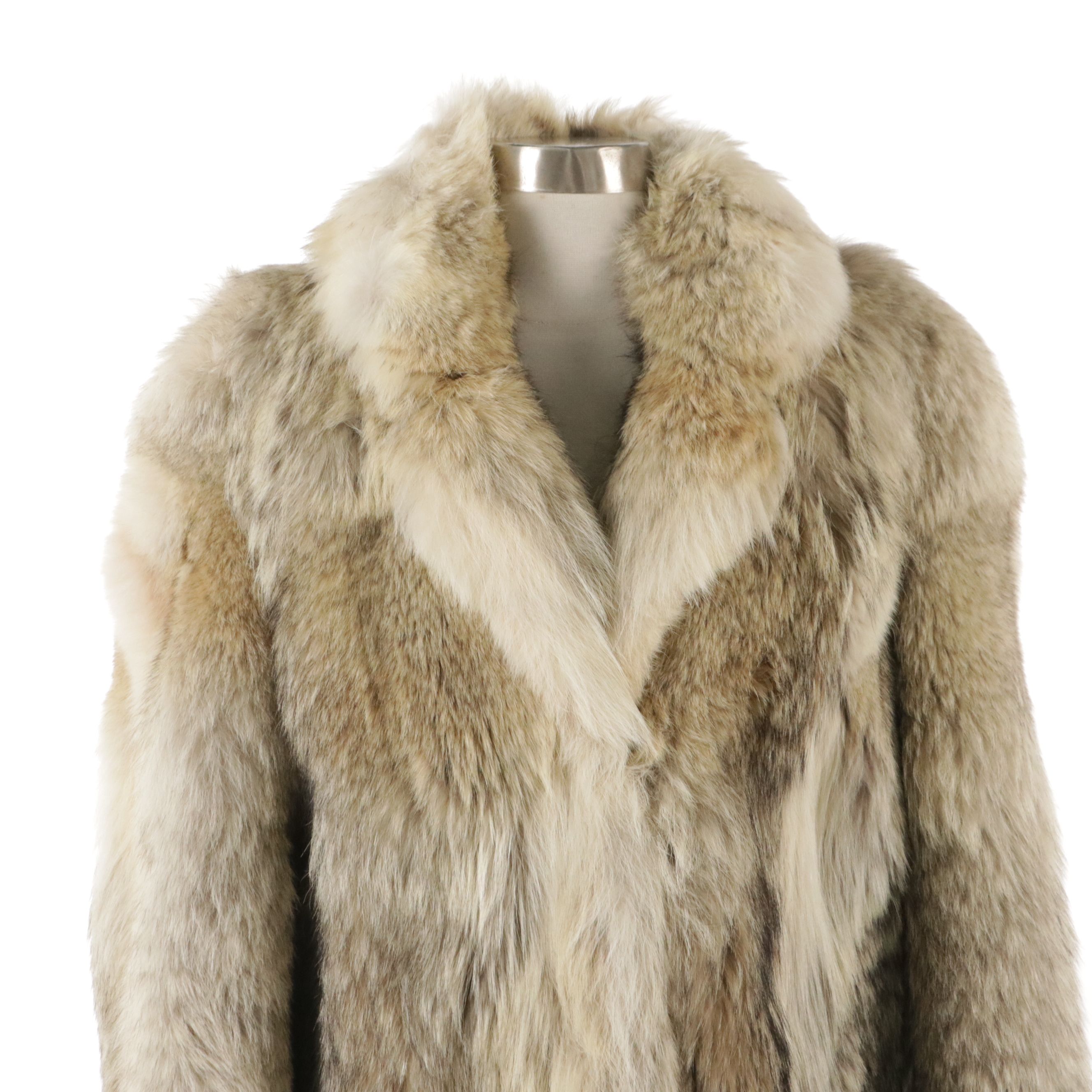 Natural Coyote Fur Stroller Coat from House of Furs, Vintage