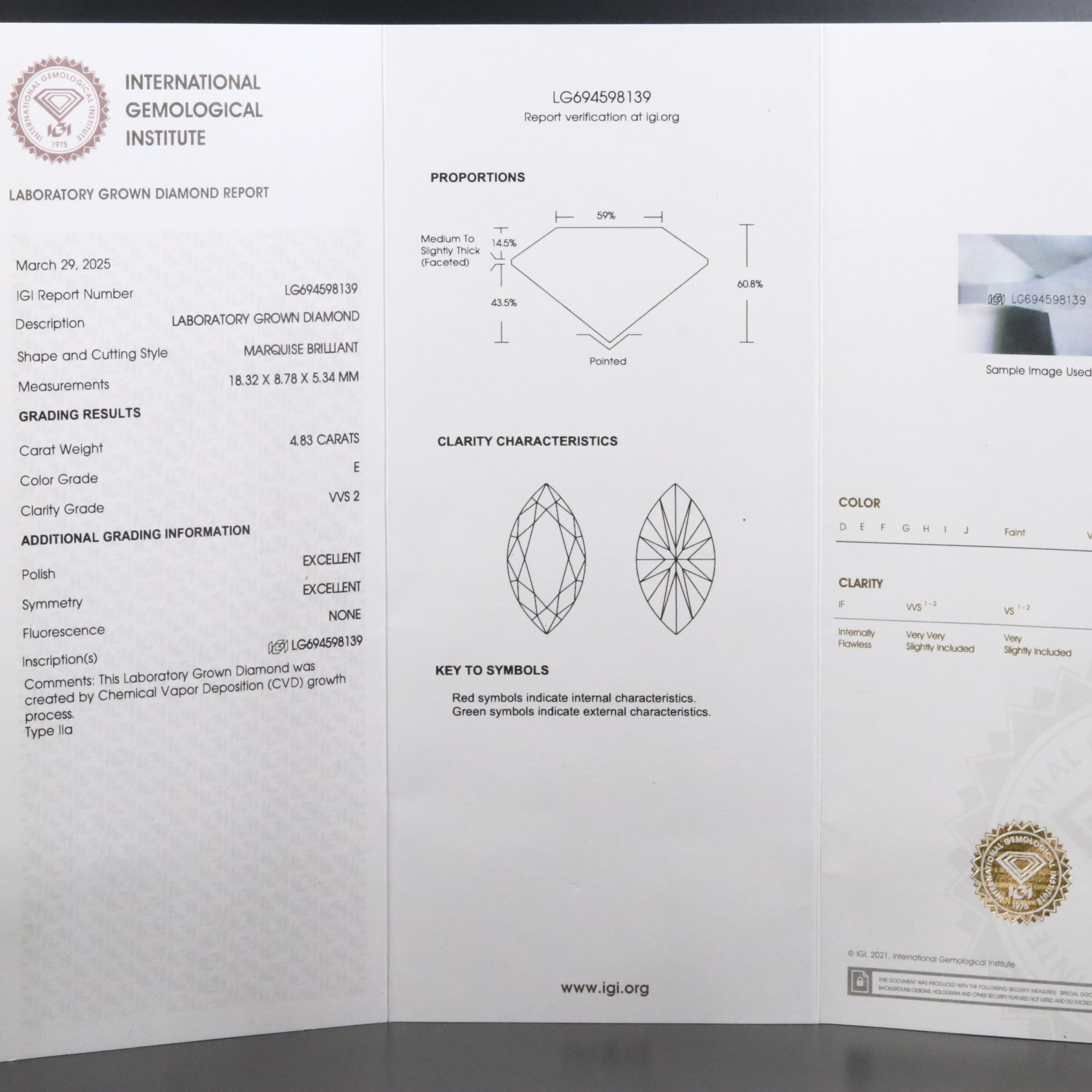 Platinum 7.53 CTW Lab Grown Diamond Ring with IGI Report