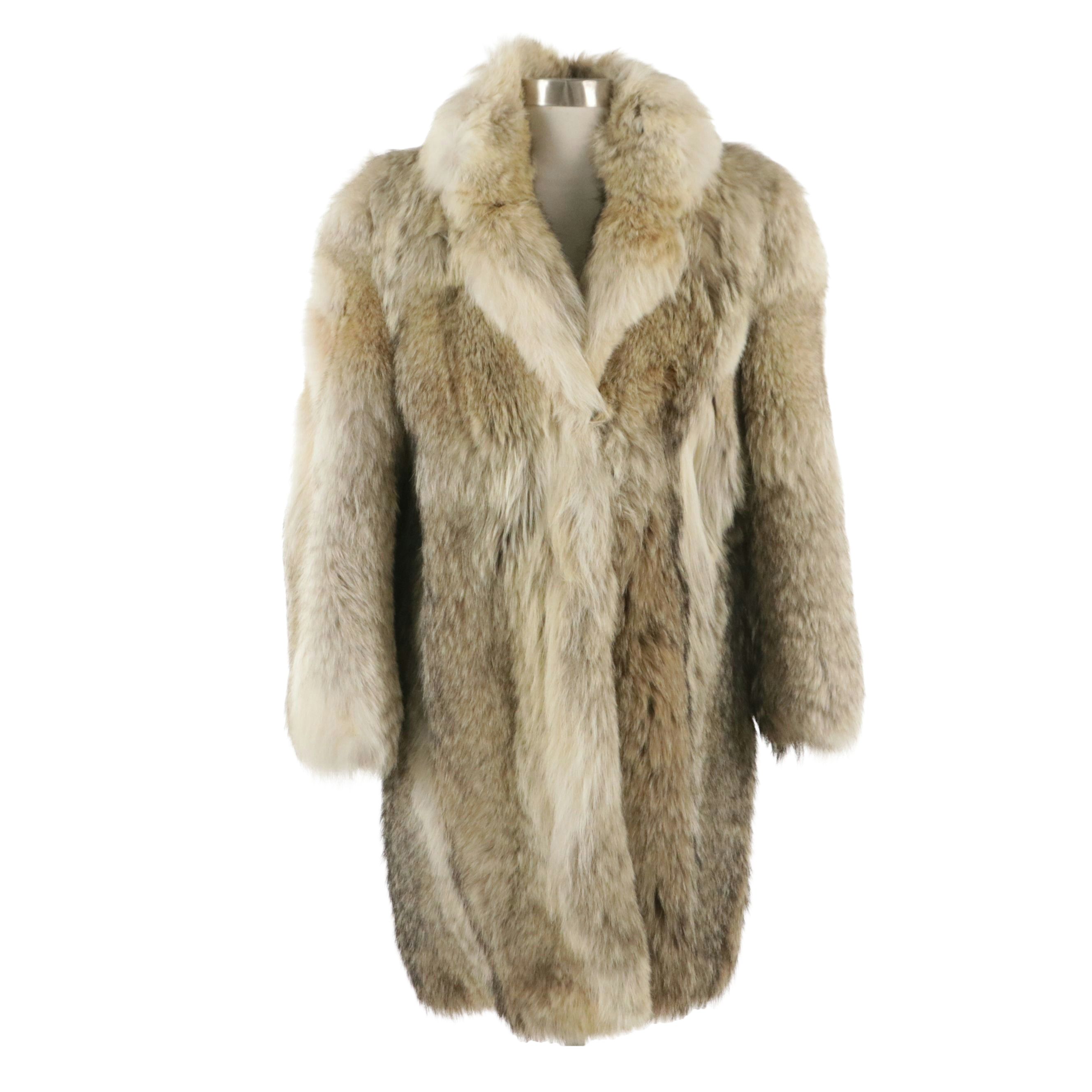 Natural Coyote Fur Stroller Coat from House of Furs, Vintage