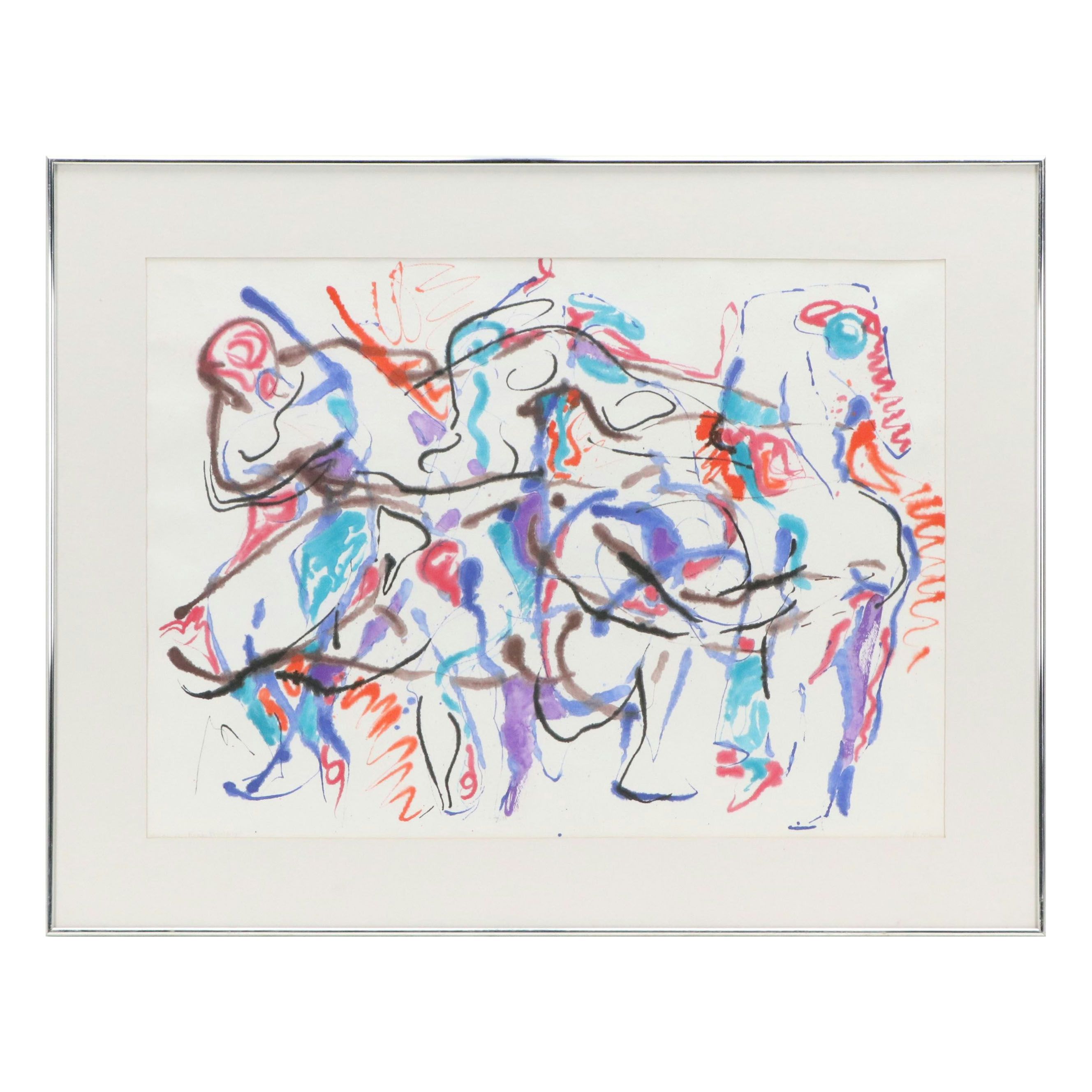 Rosemarie Bloch Ink Drawing "Rondo Printemps," 1995