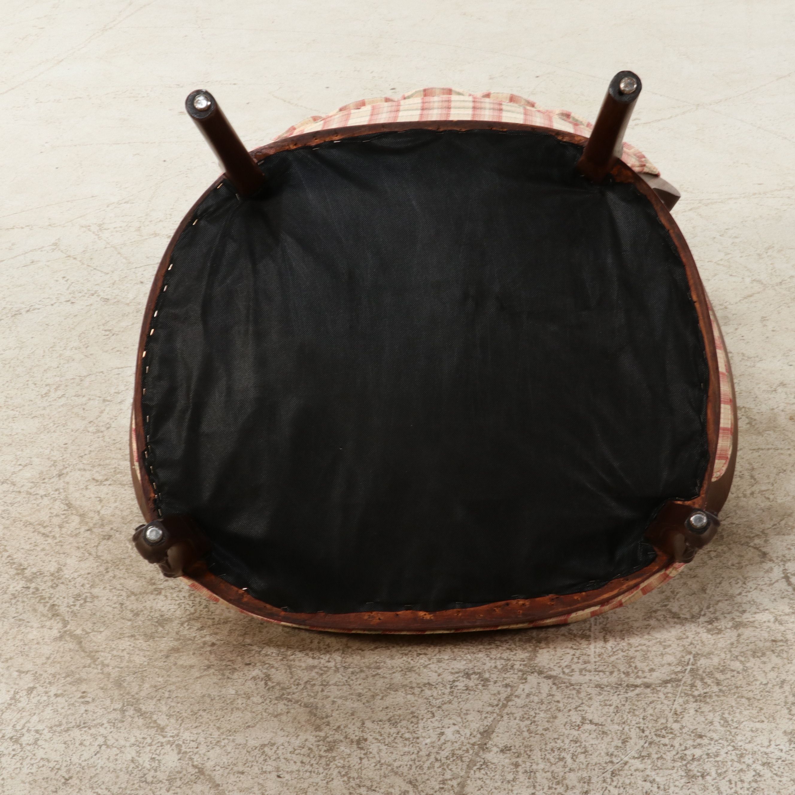 Louis Philippe Style Plaid Upholstered Bergère, Late 20th Century
