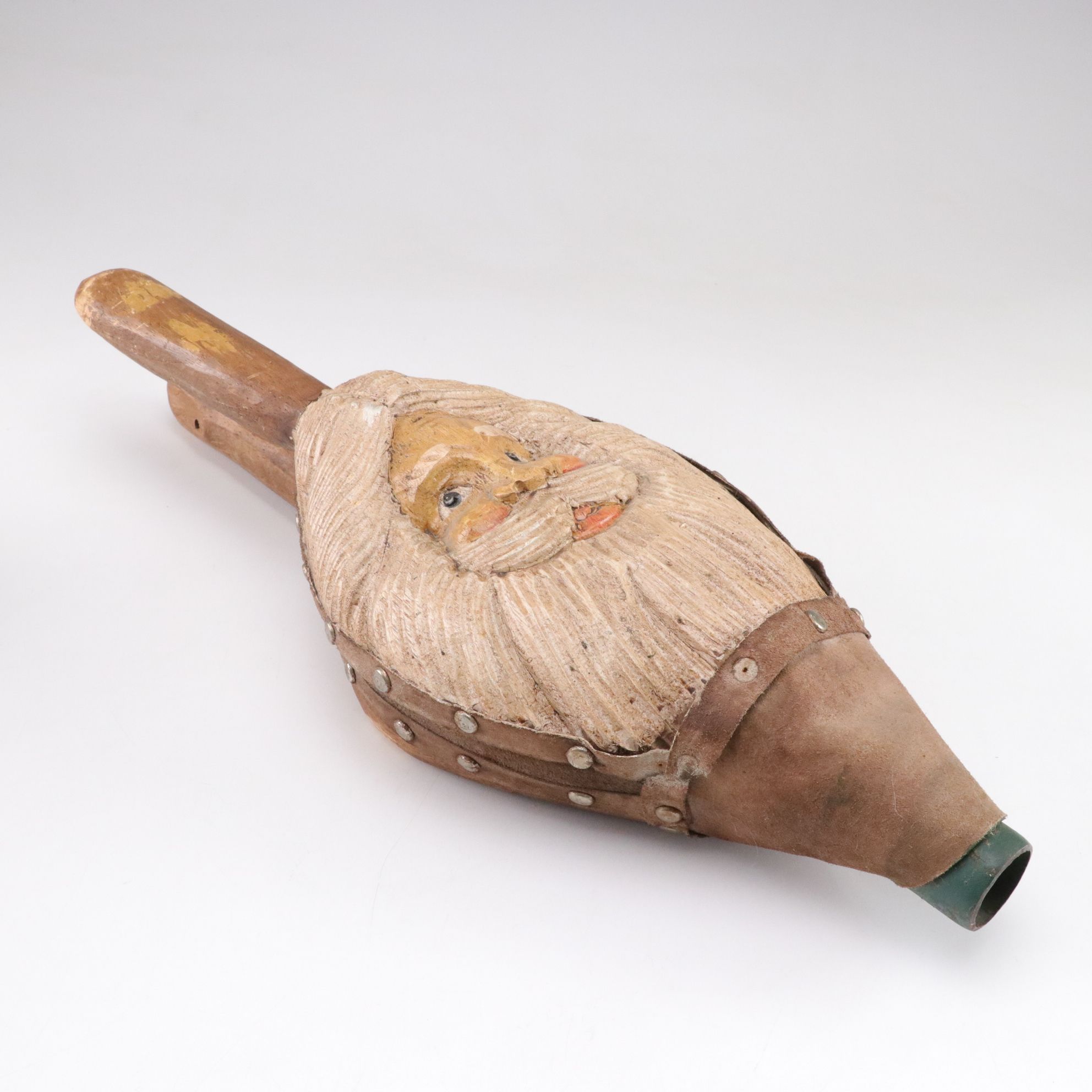 Hand-Carved Santa Claus Fireplace Bellows and Hanging Decor