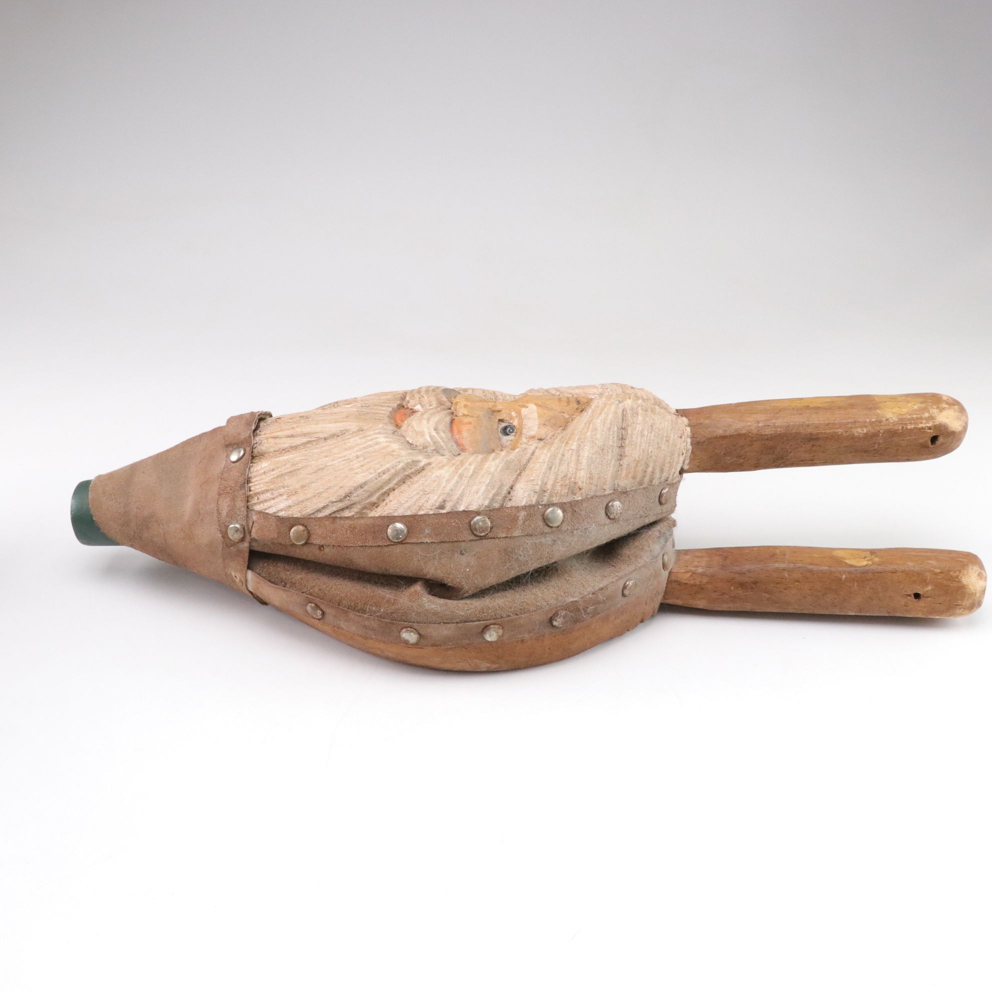 Hand-Carved Santa Claus Fireplace Bellows and Hanging Decor