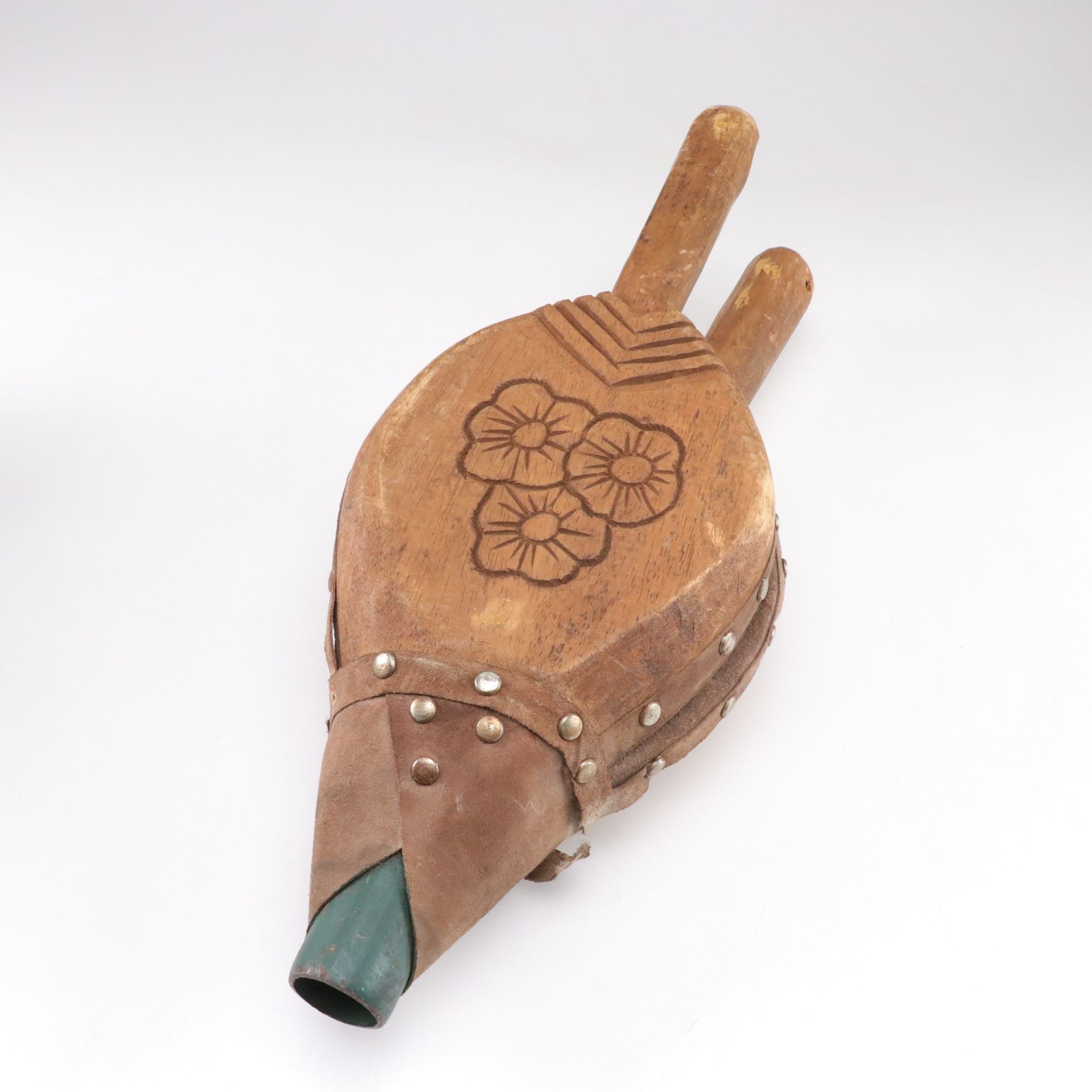 Hand-Carved Santa Claus Fireplace Bellows and Hanging Decor