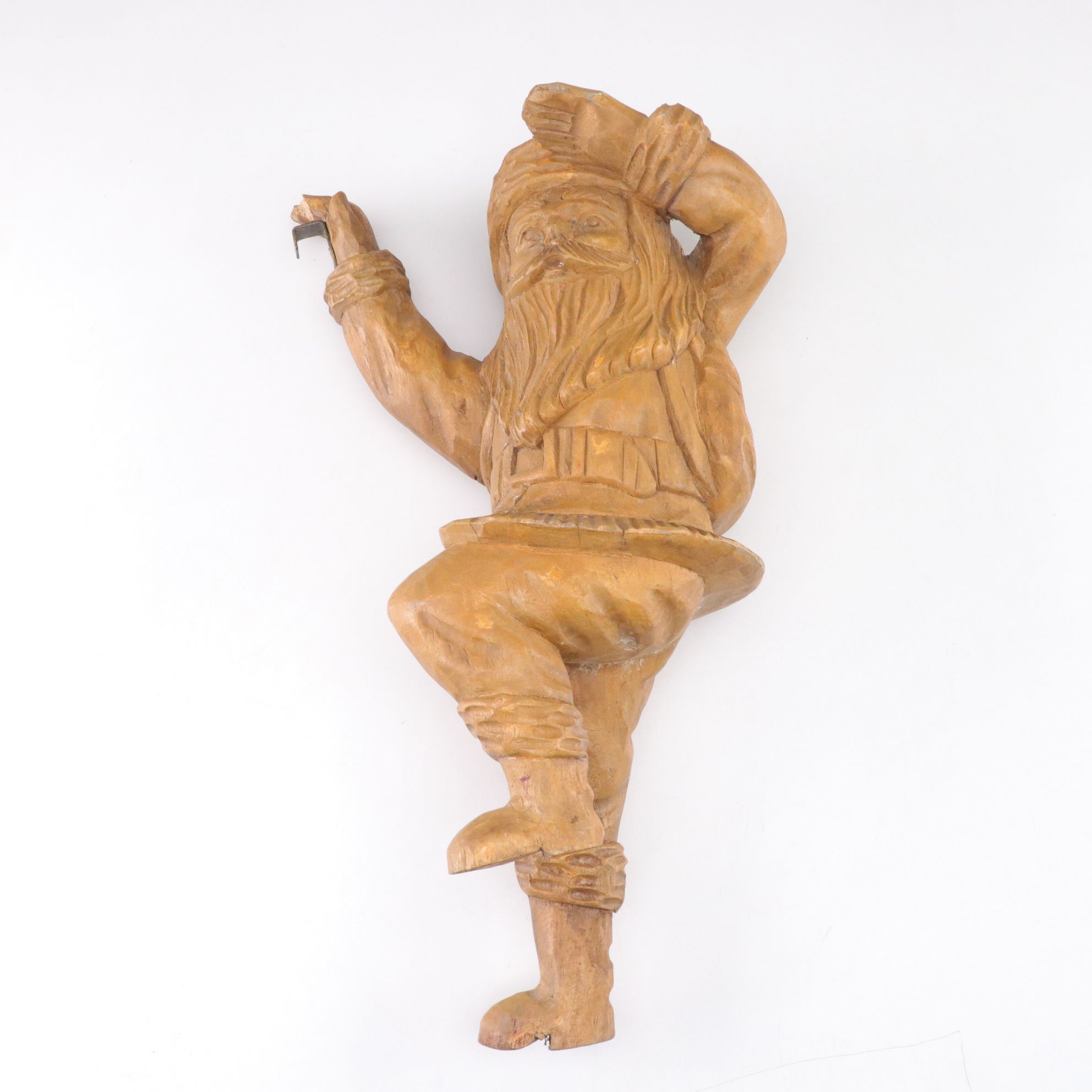 Hand-Carved Santa Claus Fireplace Bellows and Hanging Decor