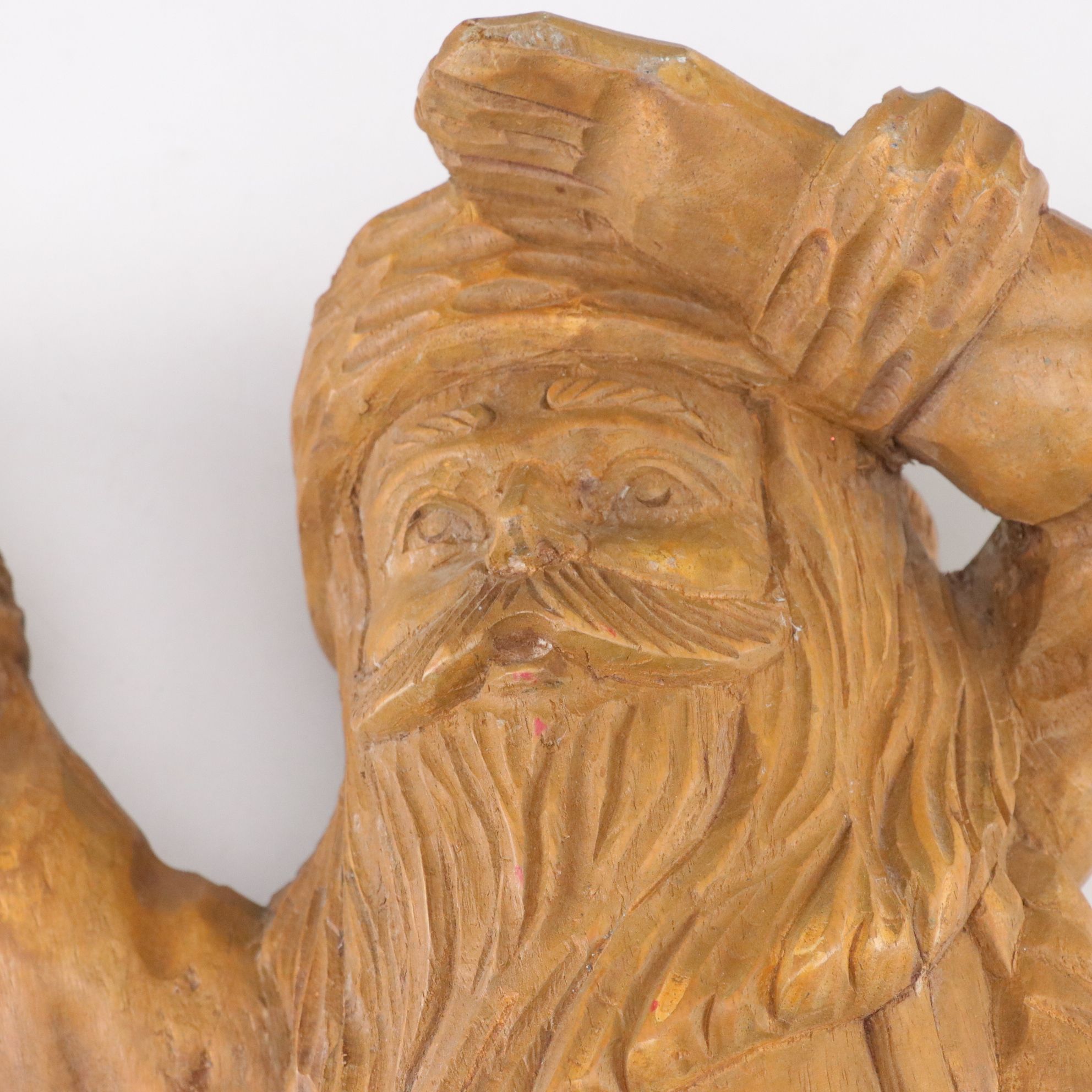 Hand-Carved Santa Claus Fireplace Bellows and Hanging Decor