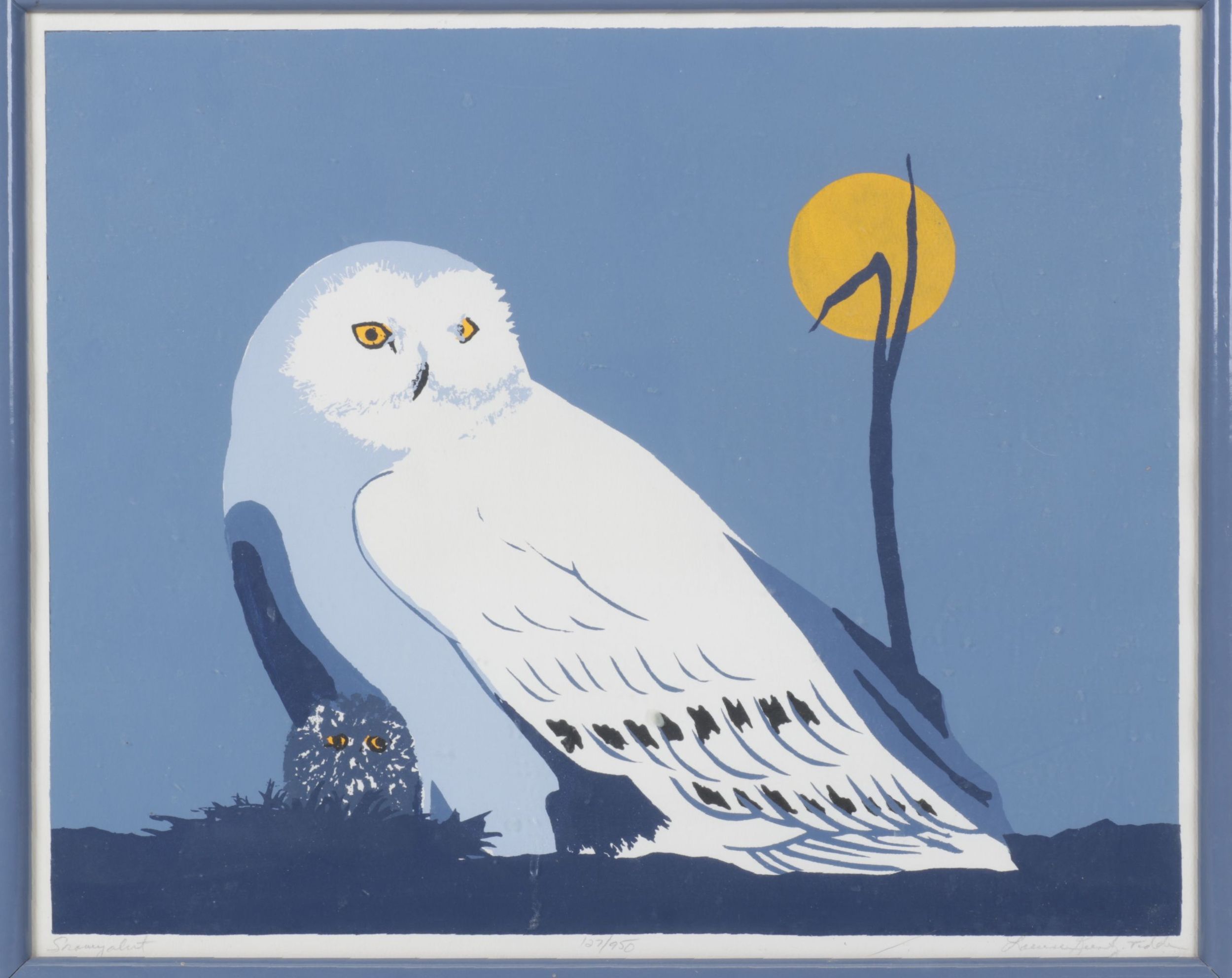 Louise K. Todds Minimalist Tri-Tone Serigraph "Snowy alert", Late 20th Century