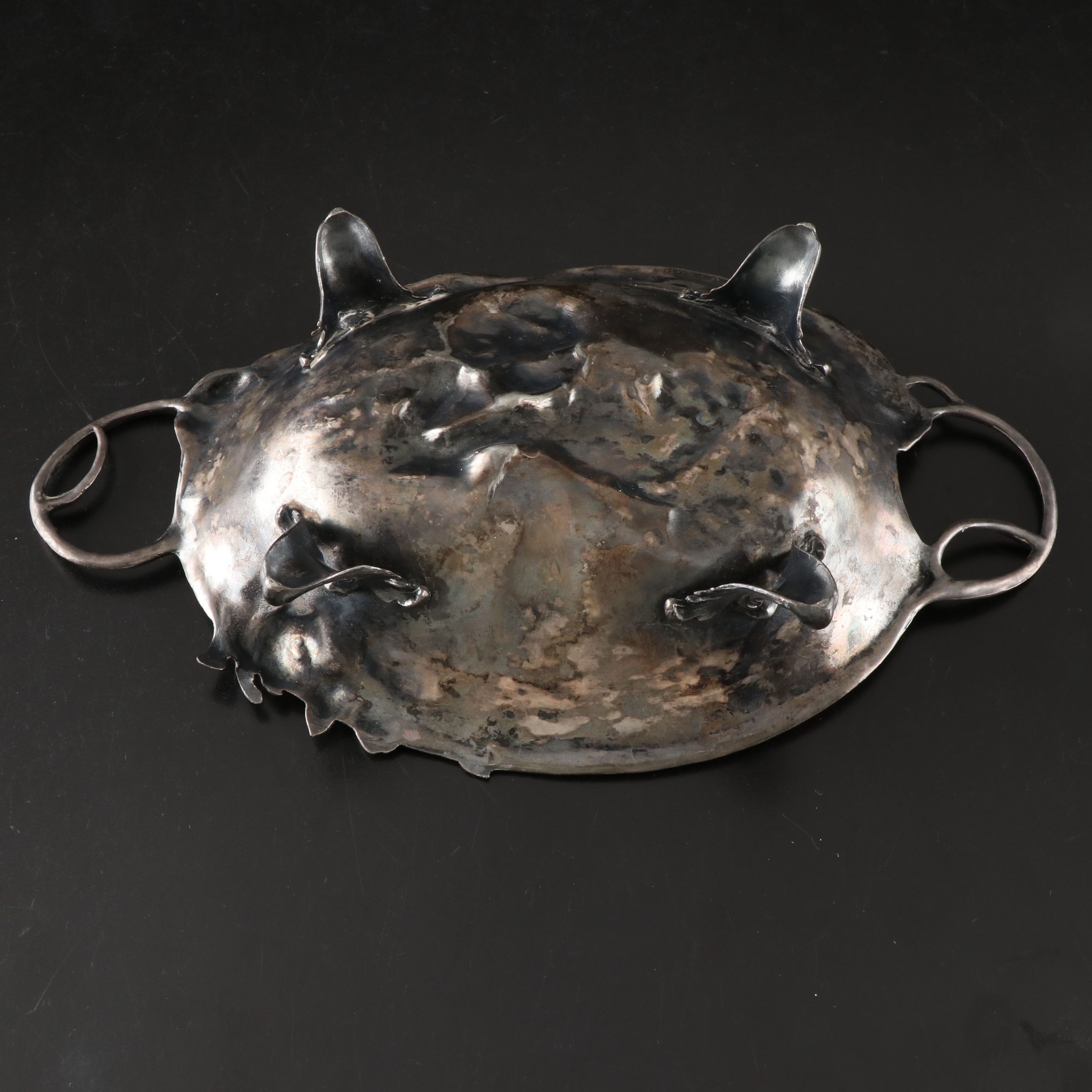 Art Nouveau Style Repoussé Silver Plate Footed Bowl