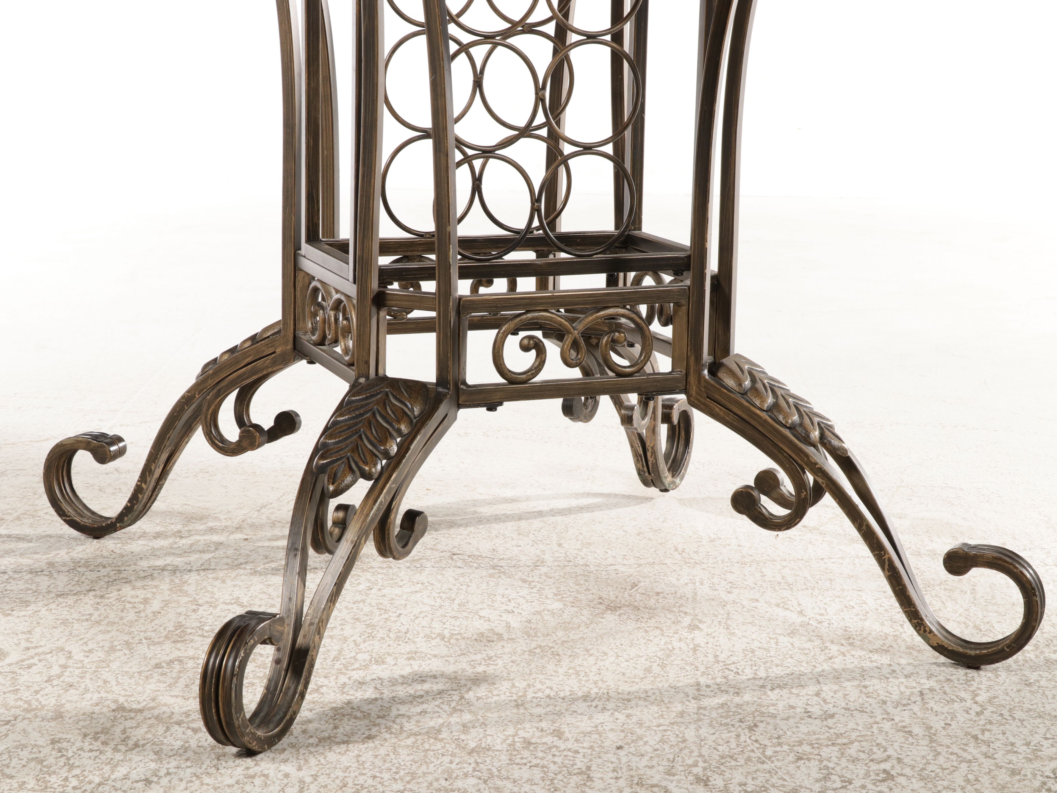 Five-Piece Tuscan Revival Wrought Iron and Wood Bistro Dining Set