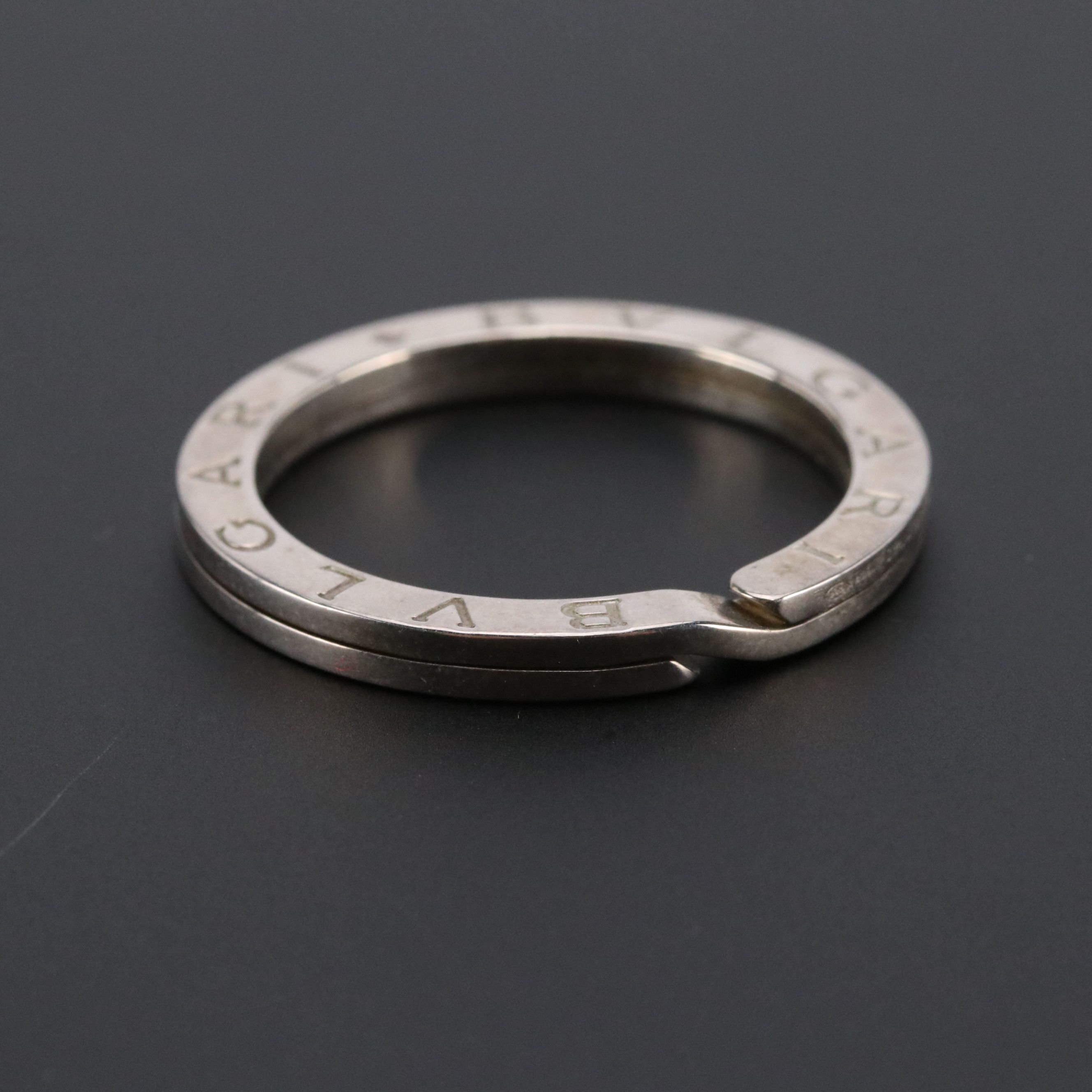 BVLGARI Sterling Silver Logo Keyring