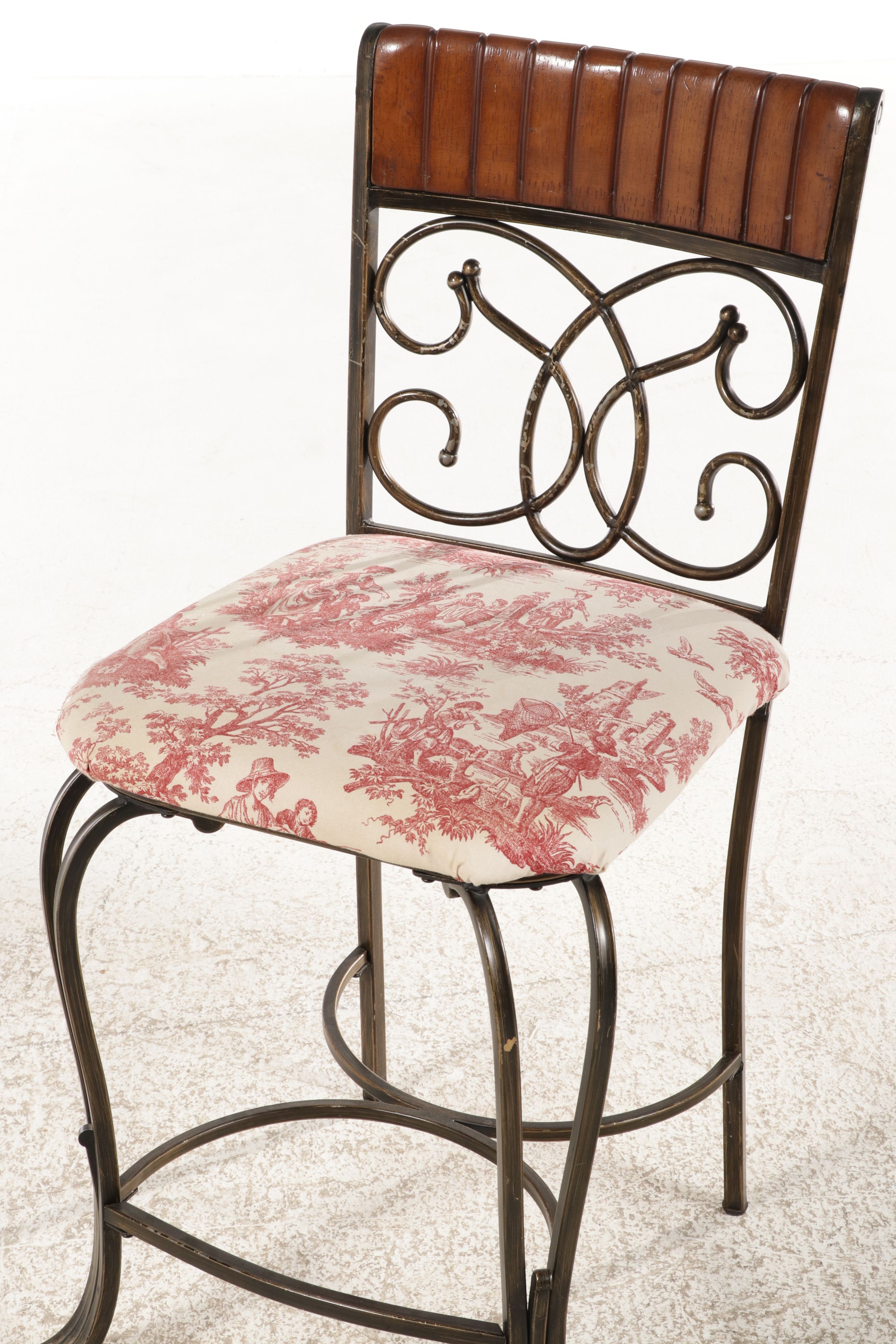 Five-Piece Tuscan Revival Wrought Iron and Wood Bistro Dining Set