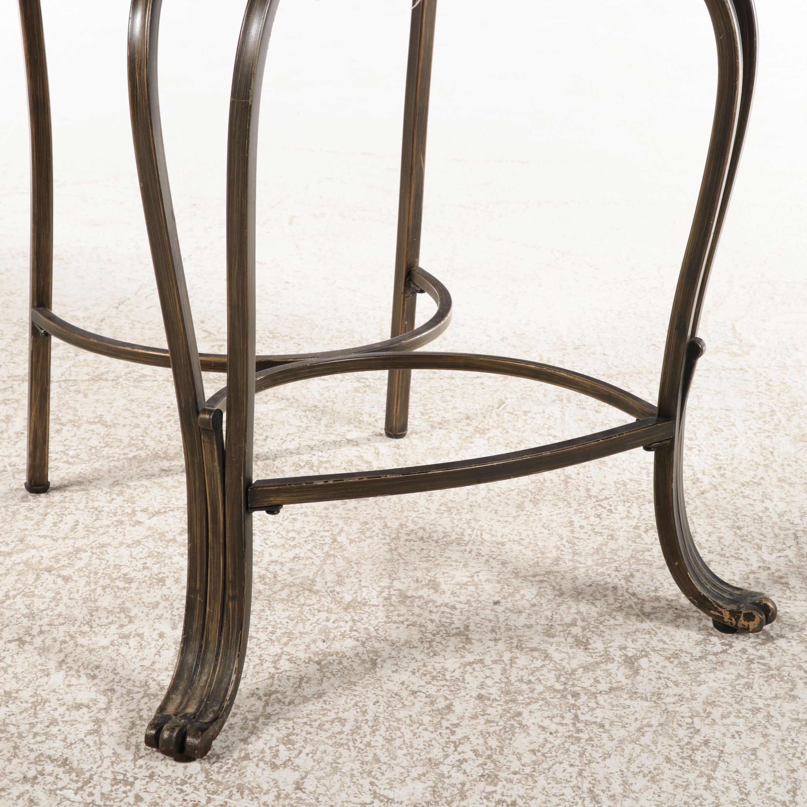 Five-Piece Tuscan Revival Wrought Iron and Wood Bistro Dining Set