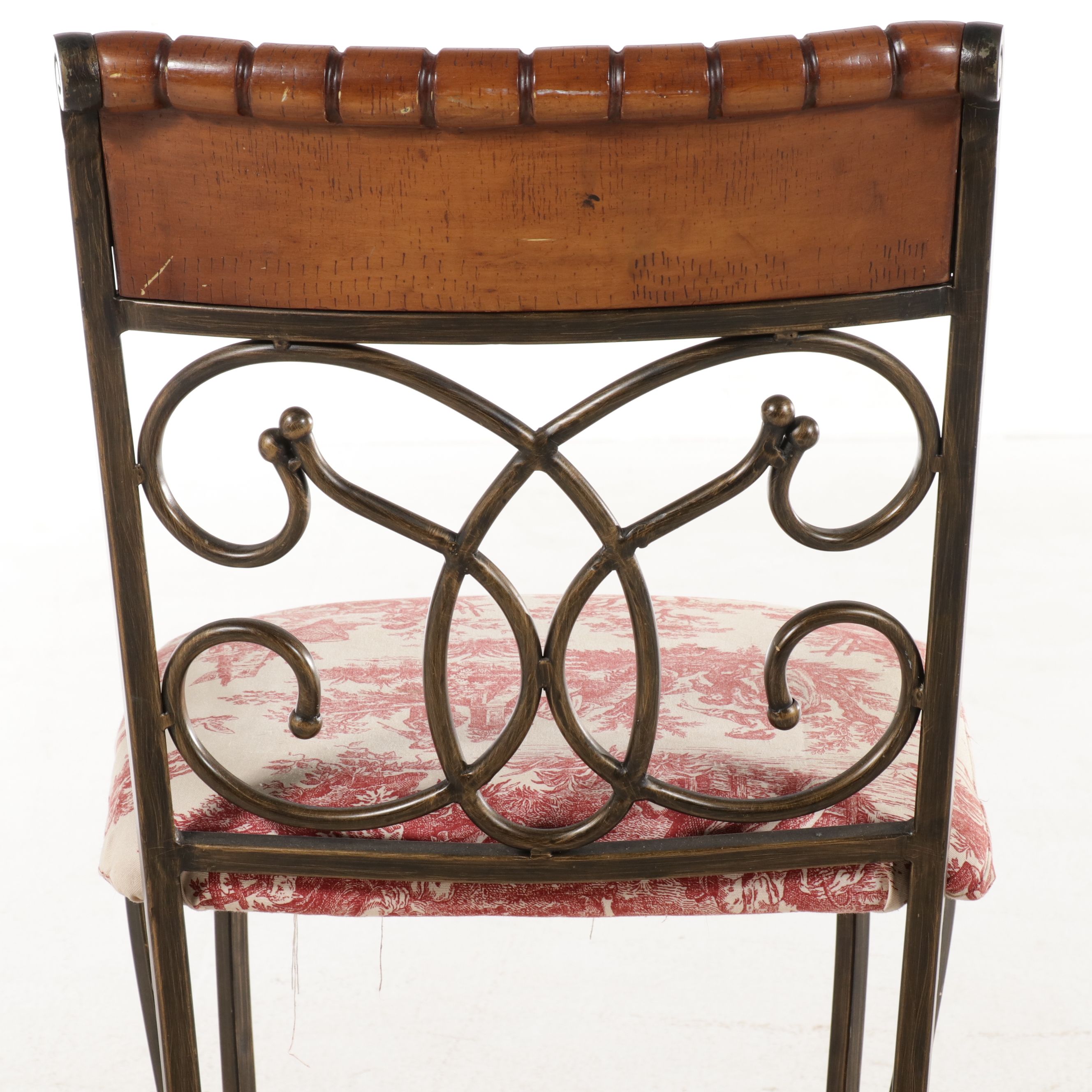 Five-Piece Tuscan Revival Wrought Iron and Wood Bistro Dining Set