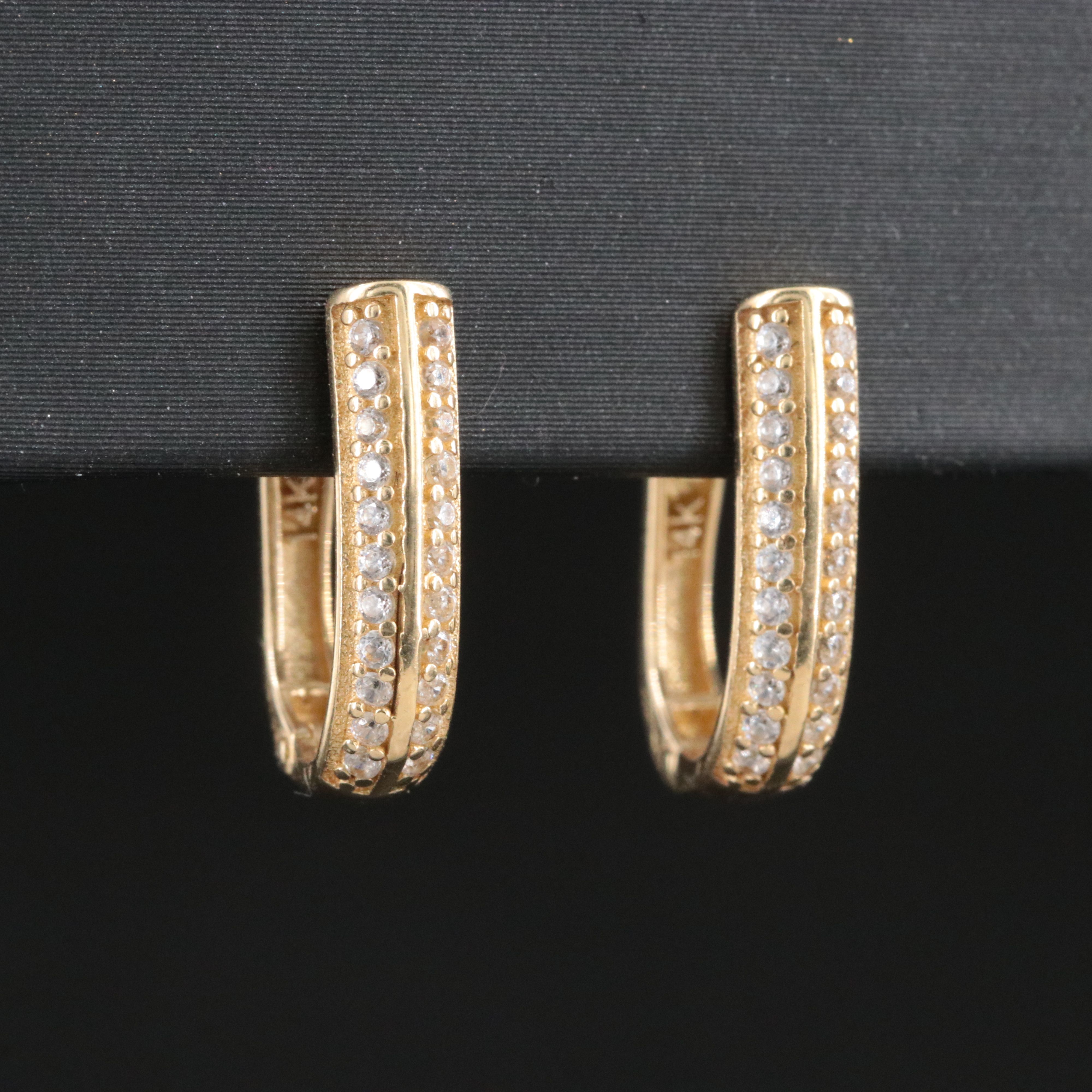 14K CZ Hoop Earrings