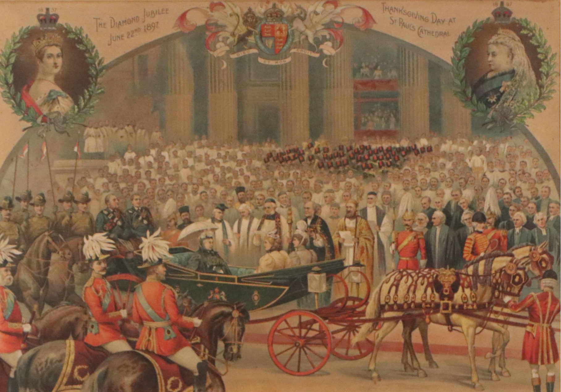 English School Chromolithograph "The Queen at St. Paul's," 1897