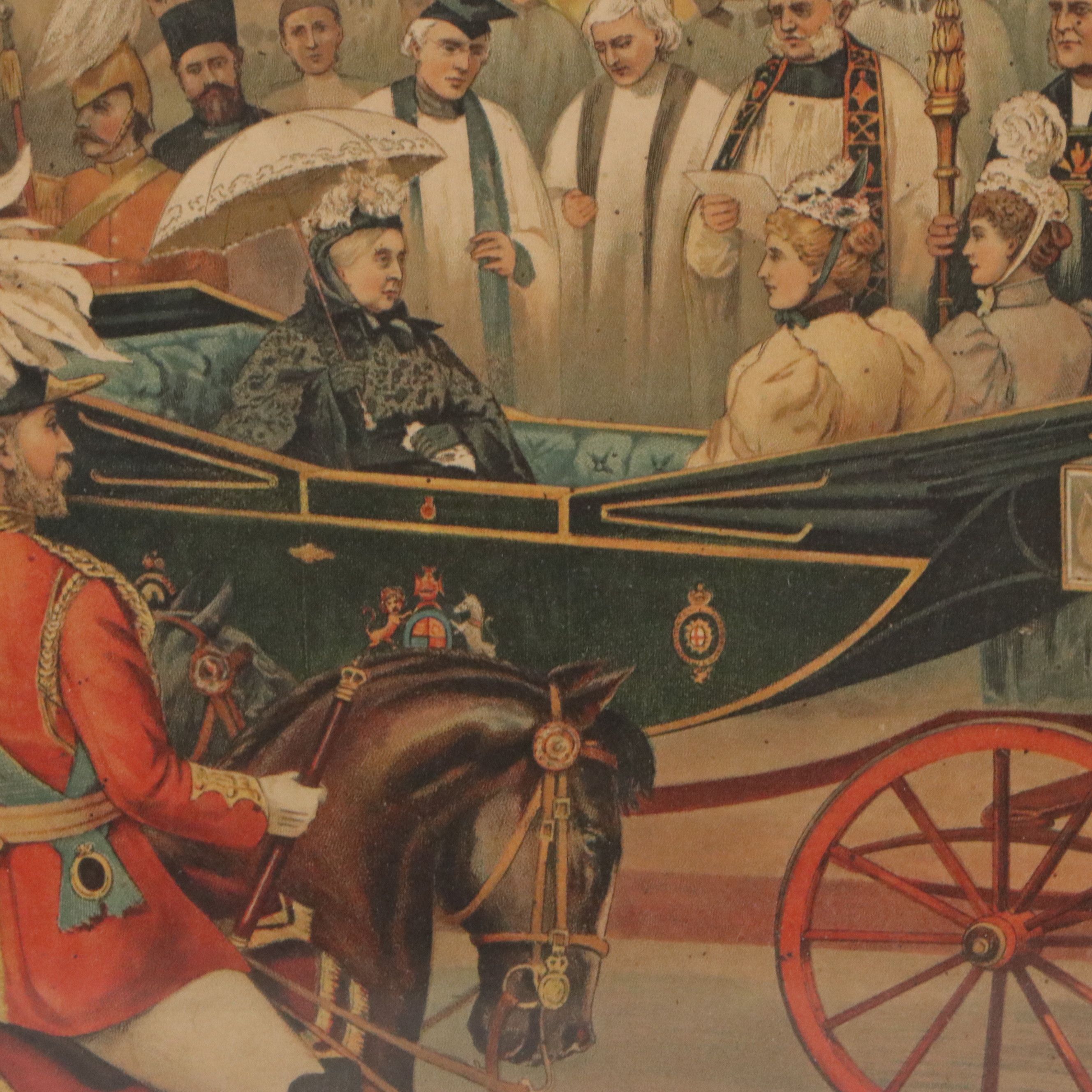 English School Chromolithograph "The Queen at St. Paul's," 1897