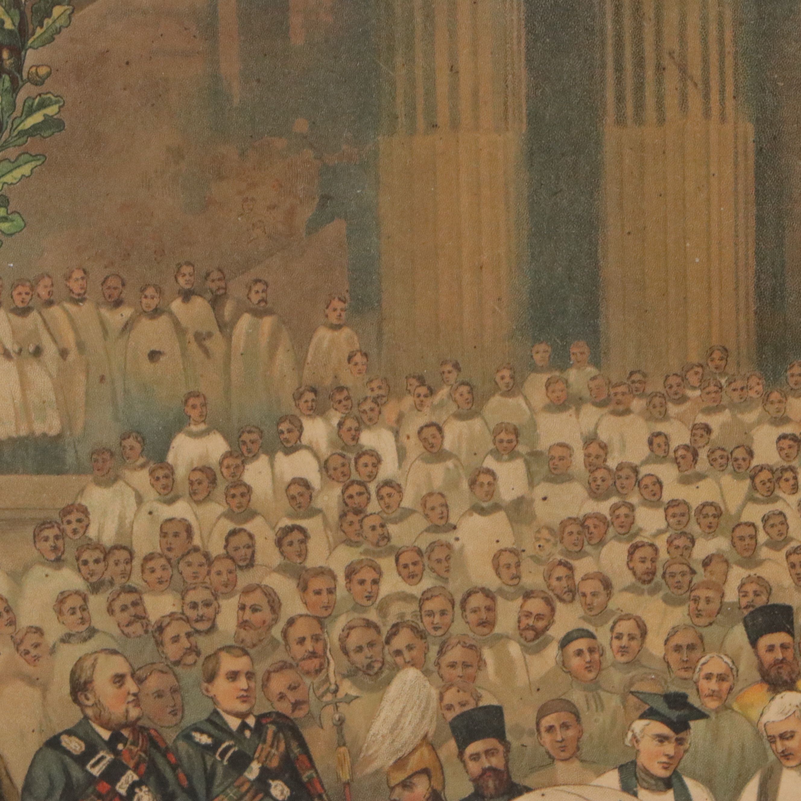 English School Chromolithograph "The Queen at St. Paul's," 1897