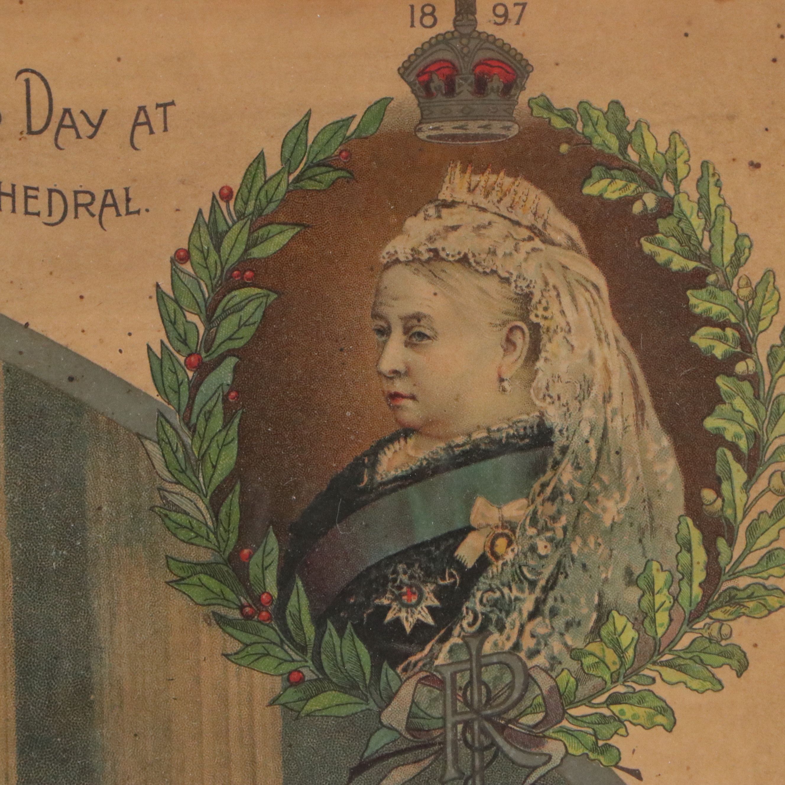 English School Chromolithograph "The Queen at St. Paul's," 1897