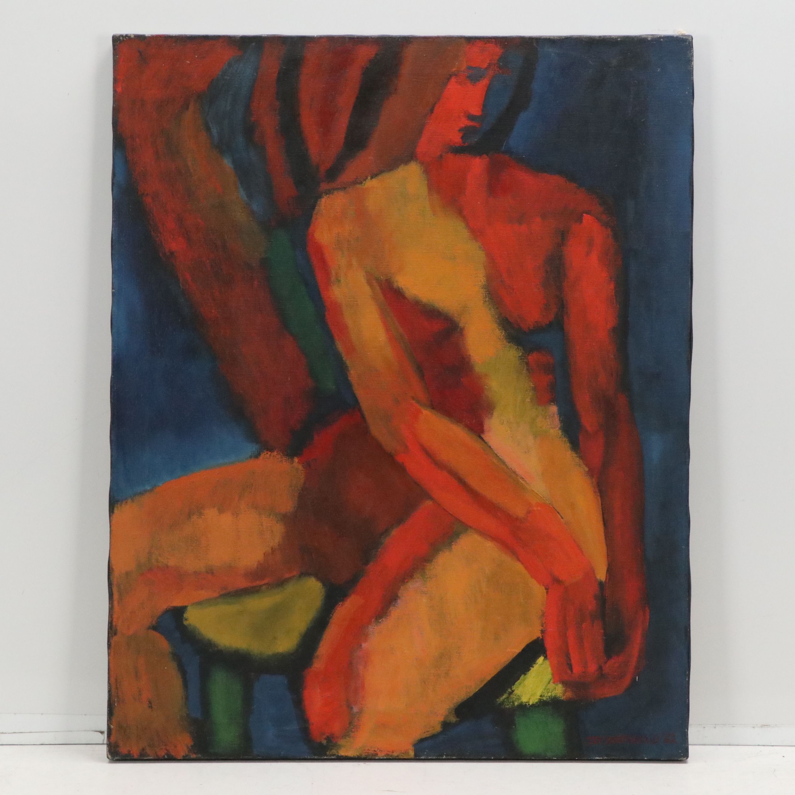 Steigerwald Modernist Oil Figure Painting, 1962